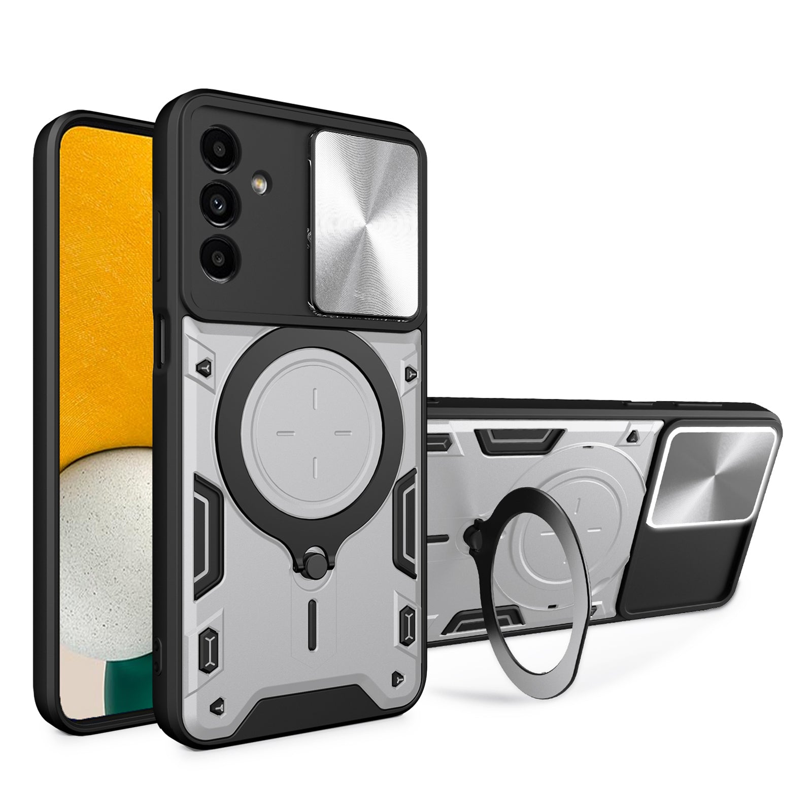 Kickstand Back Cover for Samsung Galaxy A13 5G / A04s 4G (164.7 x 76.7 x 9.1 mm) TPU PC Slide Lens Protection Phone Case