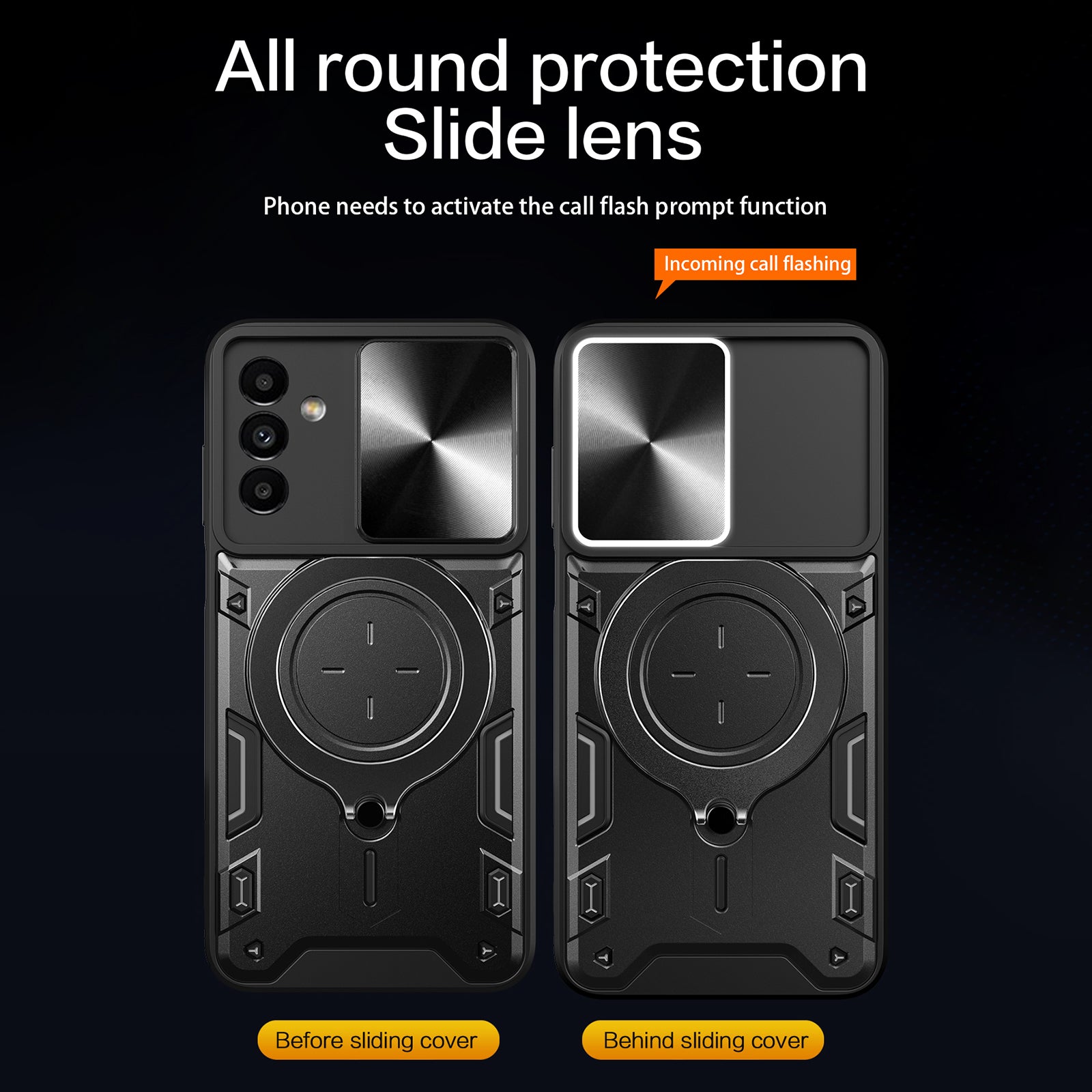 Kickstand Back Cover for Samsung Galaxy A13 5G / A04s 4G (164.7 x 76.7 x 9.1 mm) TPU PC Slide Lens Protection Phone Case