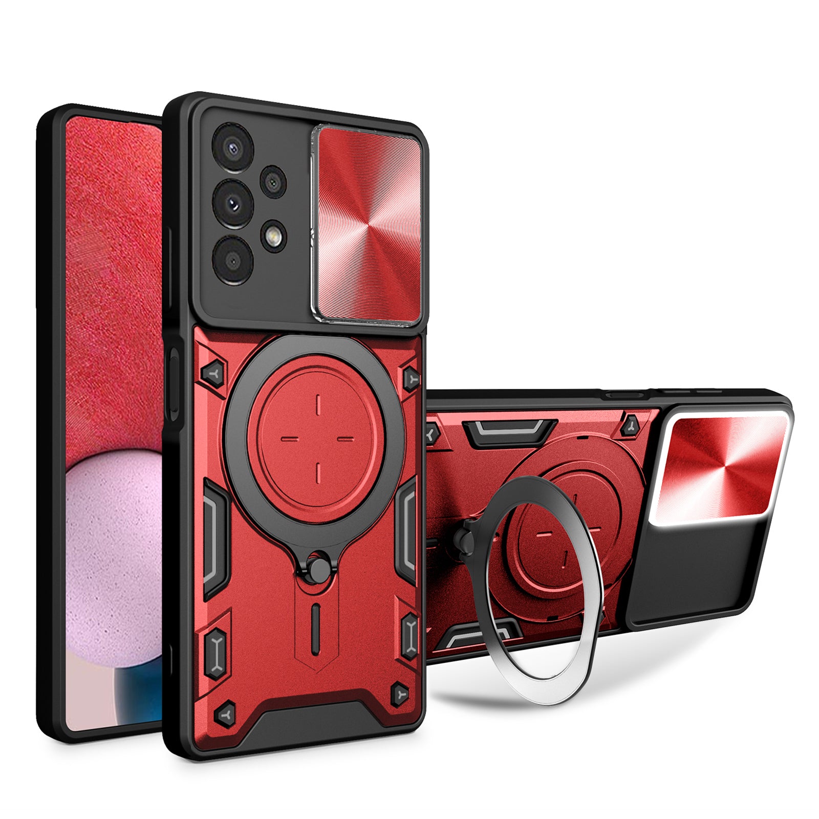 Kickstand Phone Case for Samsung Galaxy A13 4G Slide Lens Protection TPU PC Back Cover