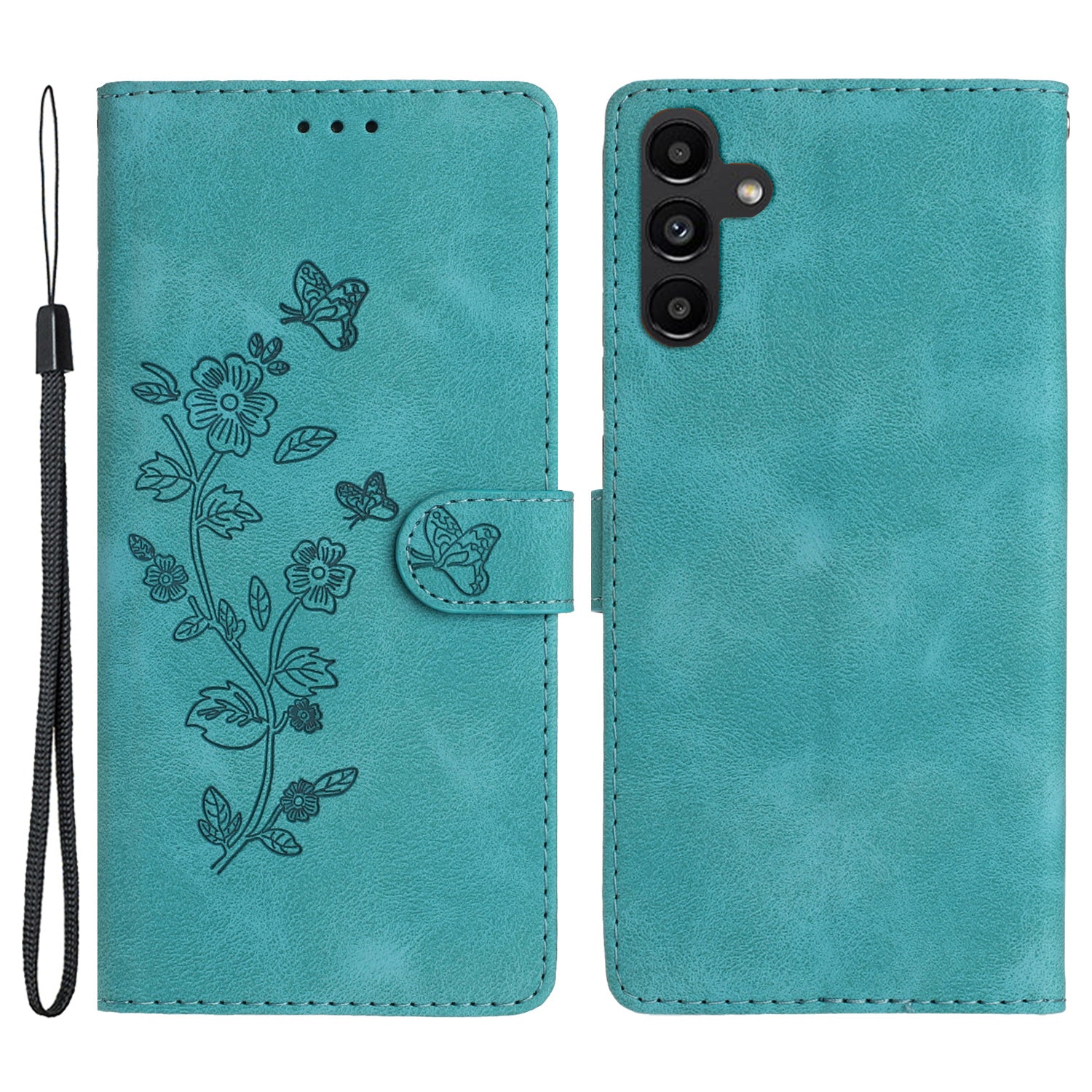 For Samsung Galaxy A14 5G Flower Imprinted Phone Case Leather Wallet Flip Stand Cover