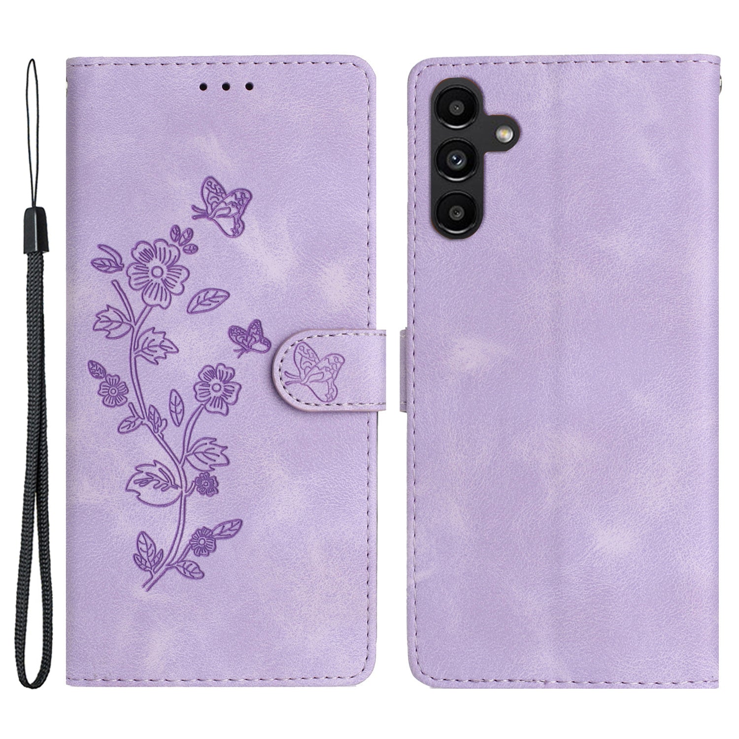 For Samsung Galaxy A14 5G Flower Imprinted Phone Case Leather Wallet Flip Stand Cover