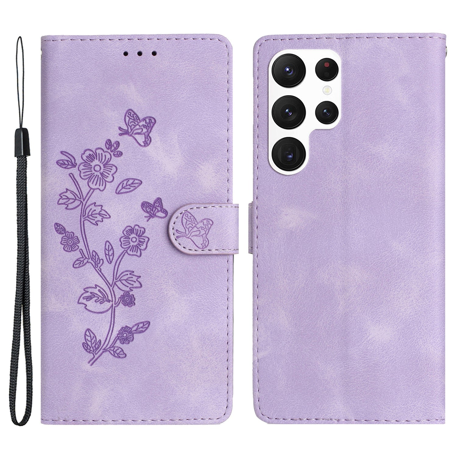 For Samsung Galaxy S23 Ultra Flower Imprinted Leather Phone Case Anti-drop Wallet Stand Cover