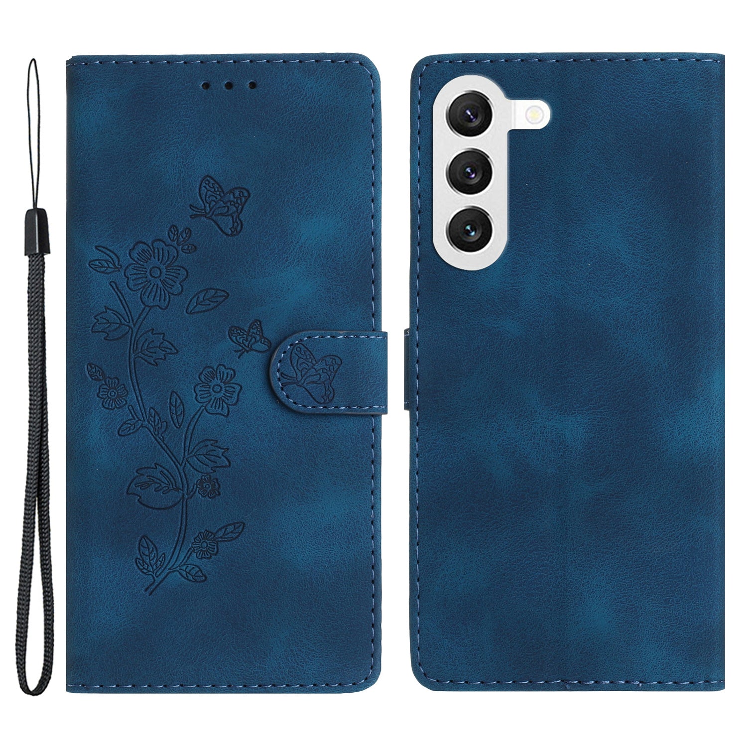 For Samsung Galaxy S23 Flower Imprinted Anti-drop Shell Wallet Stand Leather Phone Case
