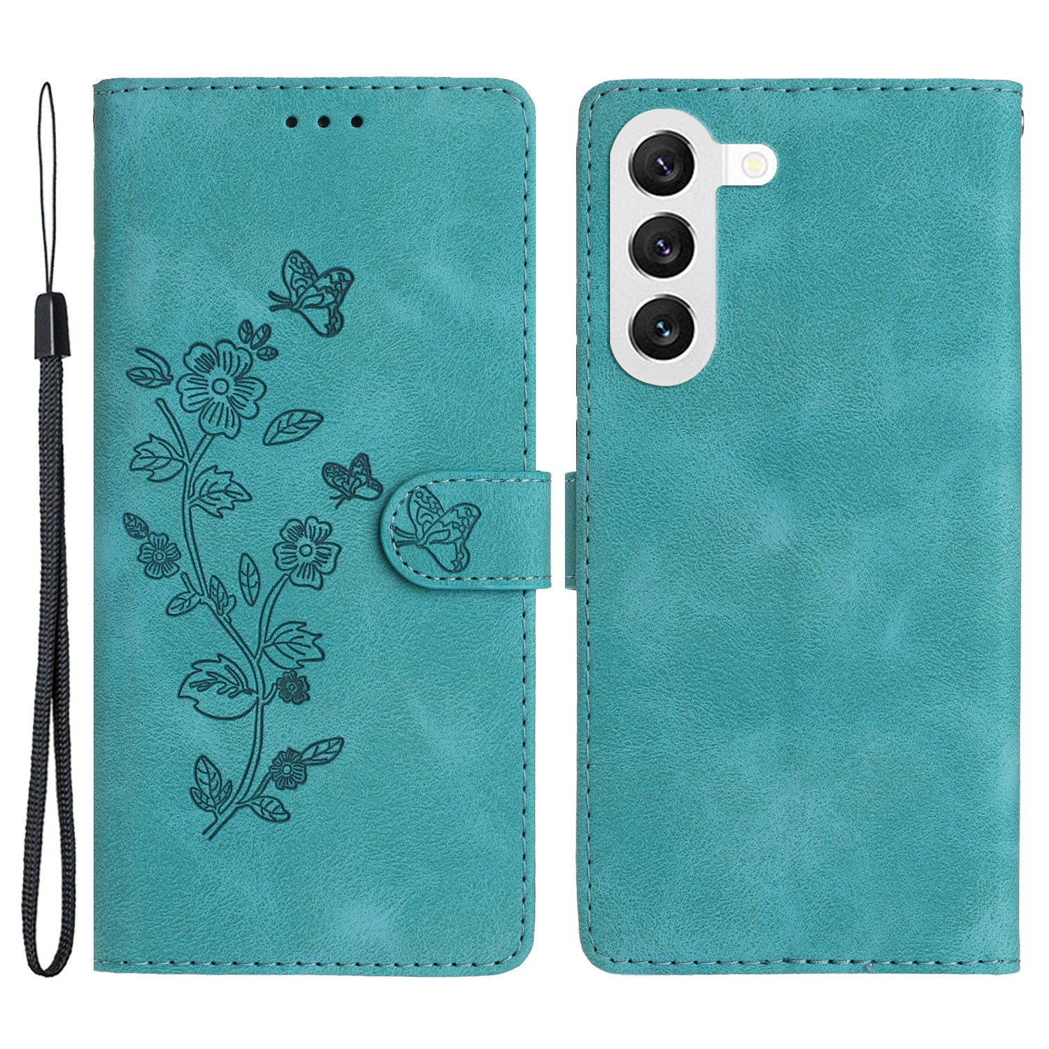 For Samsung Galaxy S23 Flower Imprinted Anti-drop Shell Wallet Stand Leather Phone Case