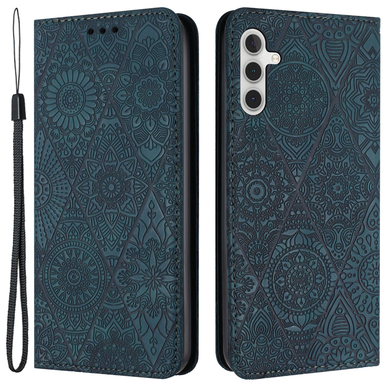 For Samsung Galaxy A34 5G Magnetic Shell Imprinted PU Leather Phone Case Wallet Stand Cover