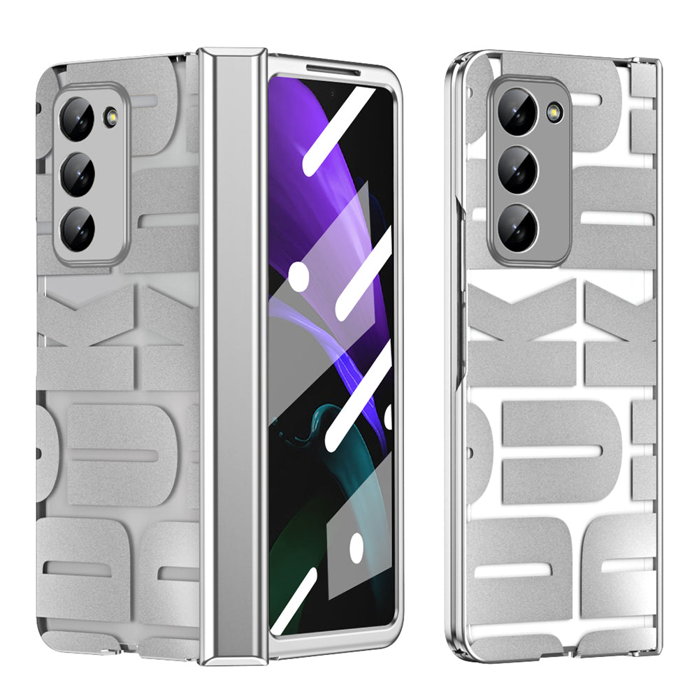 Pro Samsung Galaxy Z Fold2 5G Hard PC Pouzdro na telefon s galvanickým pokovováním odolný proti nárazu s fólií z tvrzeného skla