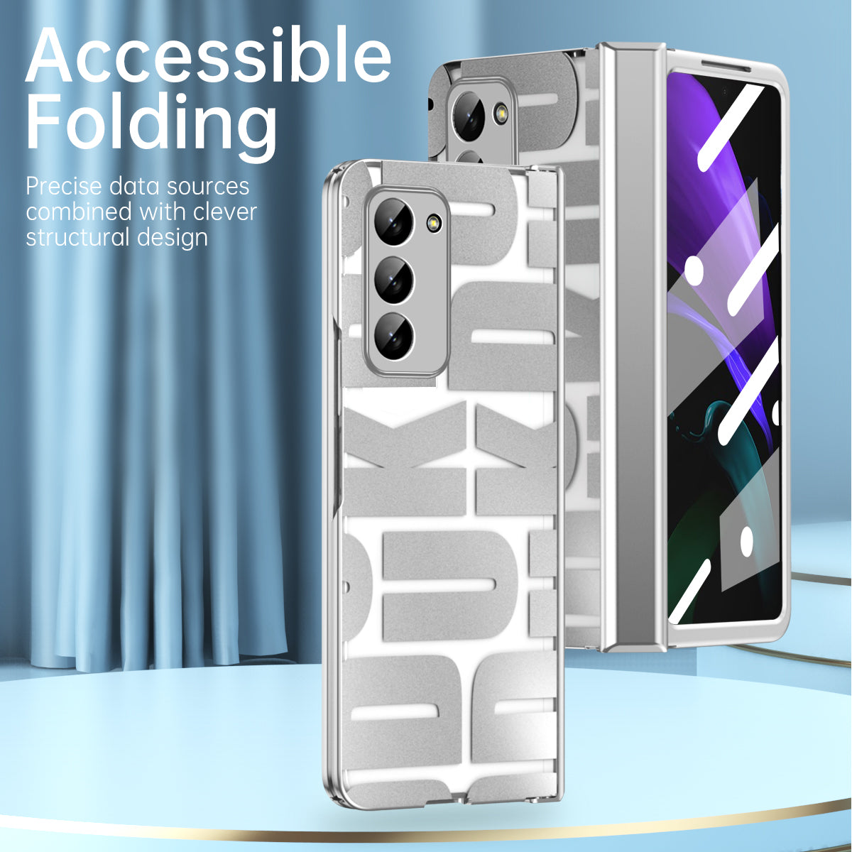 Pro Samsung Galaxy Z Fold2 5G Hard PC Pouzdro na telefon s galvanickým pokovováním odolný proti nárazu s fólií z tvrzeného skla