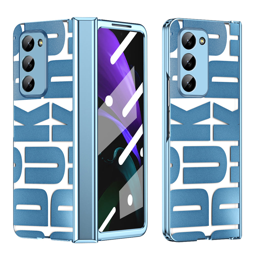 Pro Samsung Galaxy Z Fold2 5G Hard PC Pouzdro na telefon s galvanickým pokovováním odolný proti nárazu s fólií z tvrzeného skla