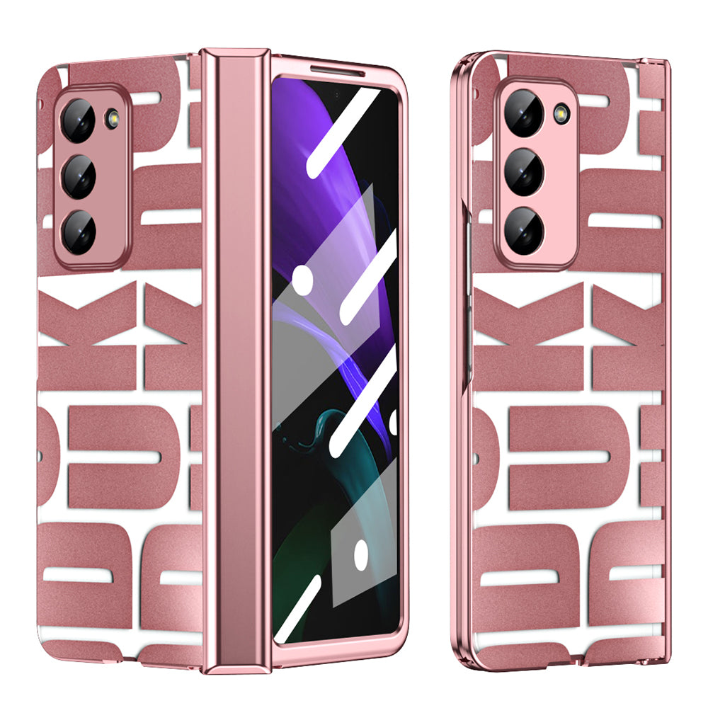 Pro Samsung Galaxy Z Fold2 5G Hard PC Pouzdro na telefon s galvanickým pokovováním odolný proti nárazu s fólií z tvrzeného skla