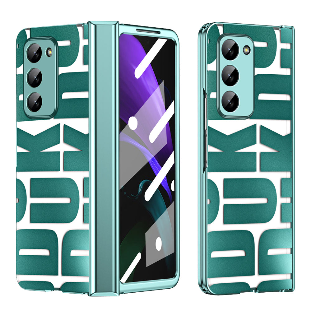 Pro Samsung Galaxy Z Fold2 5G Hard PC Pouzdro na telefon s galvanickým pokovováním odolný proti nárazu s fólií z tvrzeného skla