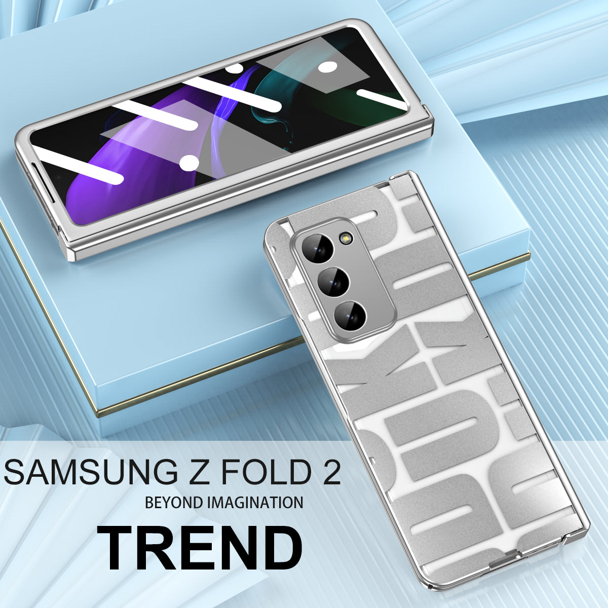 Pro Samsung Galaxy Z Fold2 5G Hard PC Pouzdro na telefon s galvanickým pokovováním odolný proti nárazu s fólií z tvrzeného skla