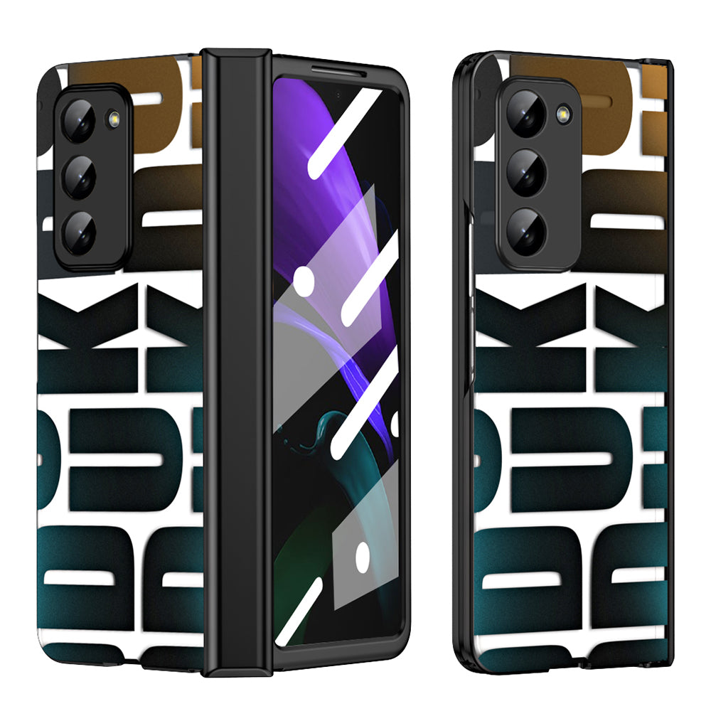 Pro Samsung Galaxy Z Fold2 5G Hard PC Pouzdro na telefon s galvanickým pokovováním odolný proti nárazu s fólií z tvrzeného skla