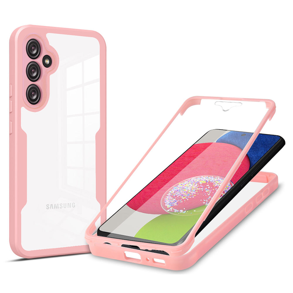 For Samsung Galaxy A54 5G Clear Acrylic TPU Phone Case Camera Lens Protection Phone Cover with PET Screen Film