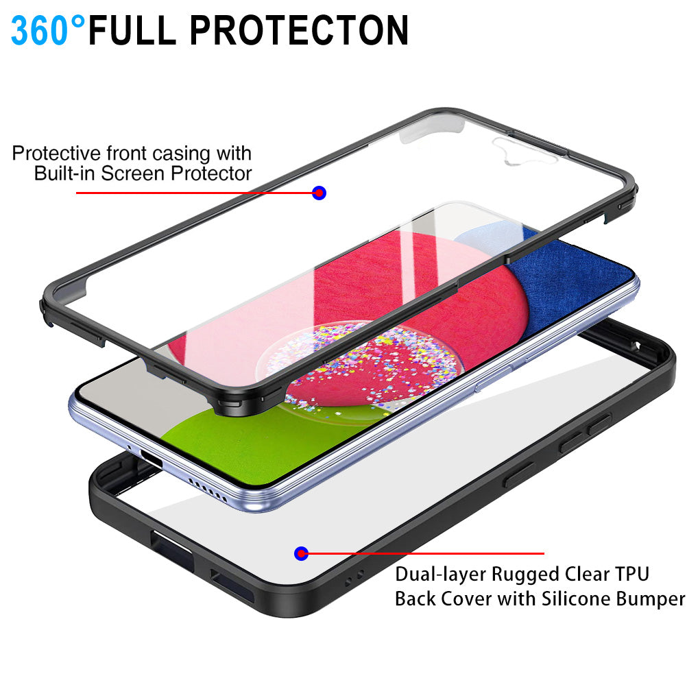 For Samsung Galaxy A54 5G Clear Acrylic TPU Phone Case Camera Lens Protection Phone Cover with PET Screen Film