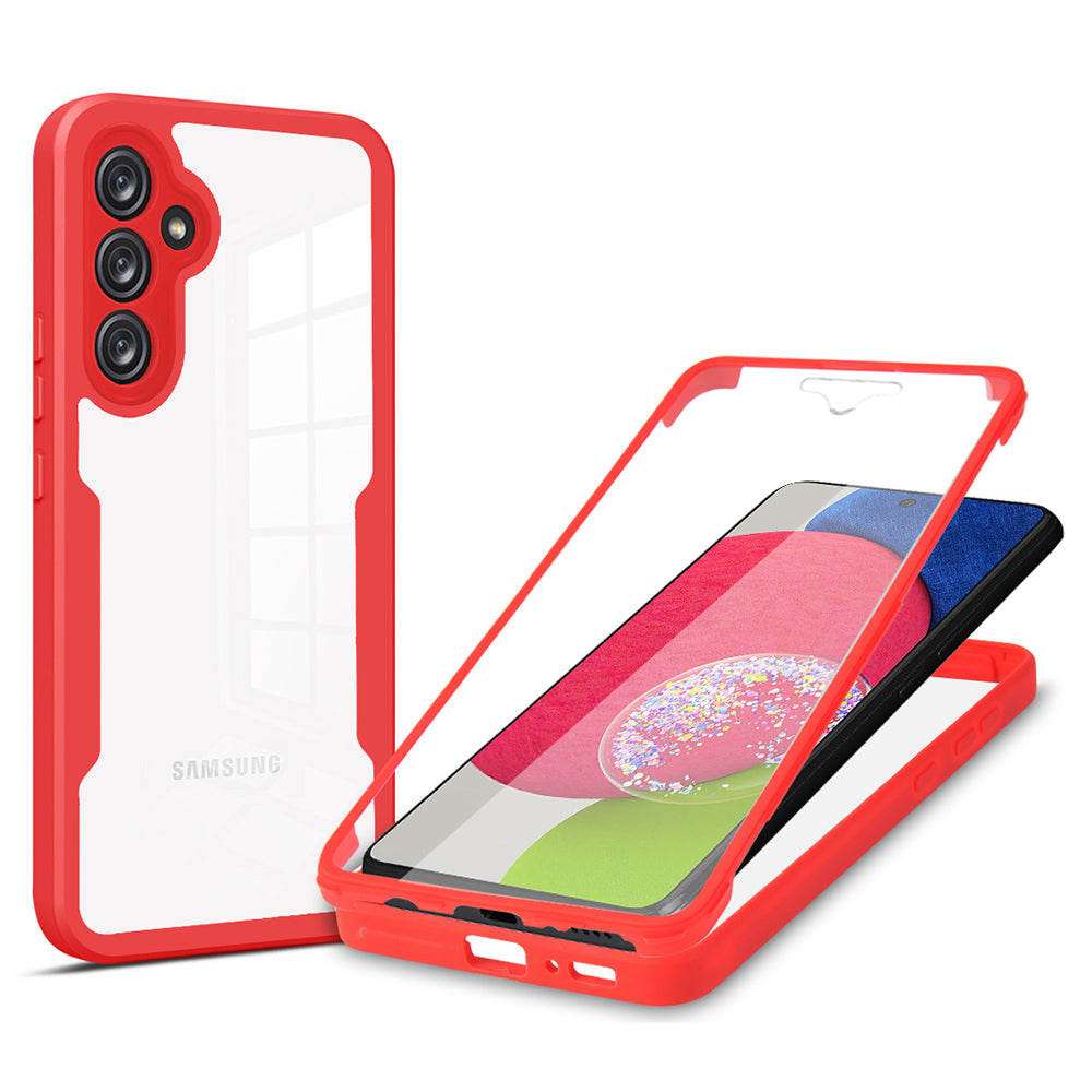 For Samsung Galaxy A54 5G Clear Acrylic TPU Phone Case Camera Lens Protection Phone Cover with PET Screen Film