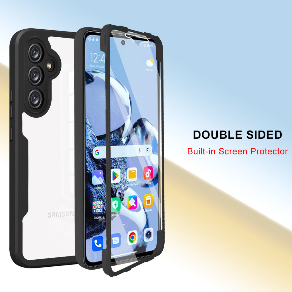 For Samsung Galaxy A54 5G Clear Acrylic TPU Phone Case Camera Lens Protection Phone Cover with PET Screen Film