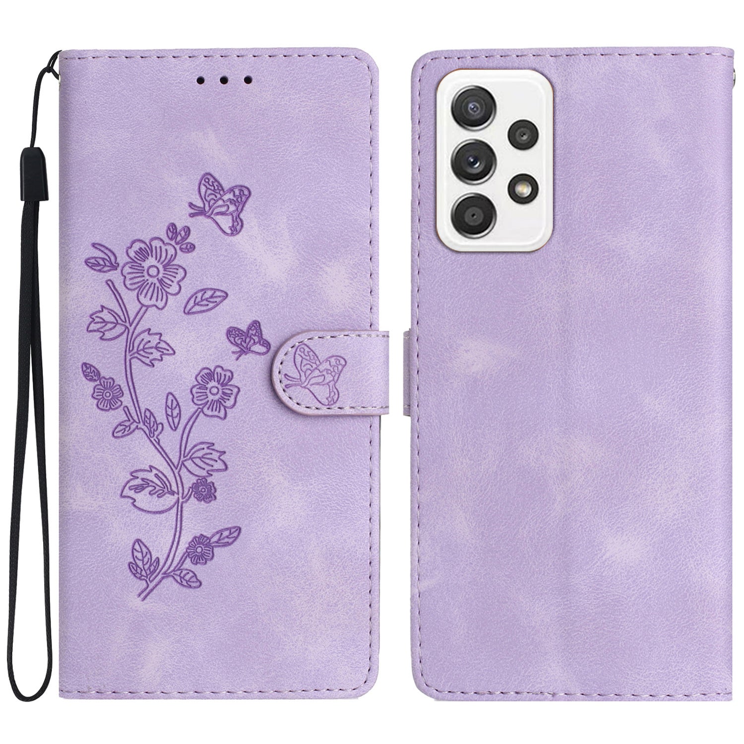 For Samsung Galaxy A53 5G Flower Imprint Anti-drop Phone Cover Leather Stand Case with Wallet