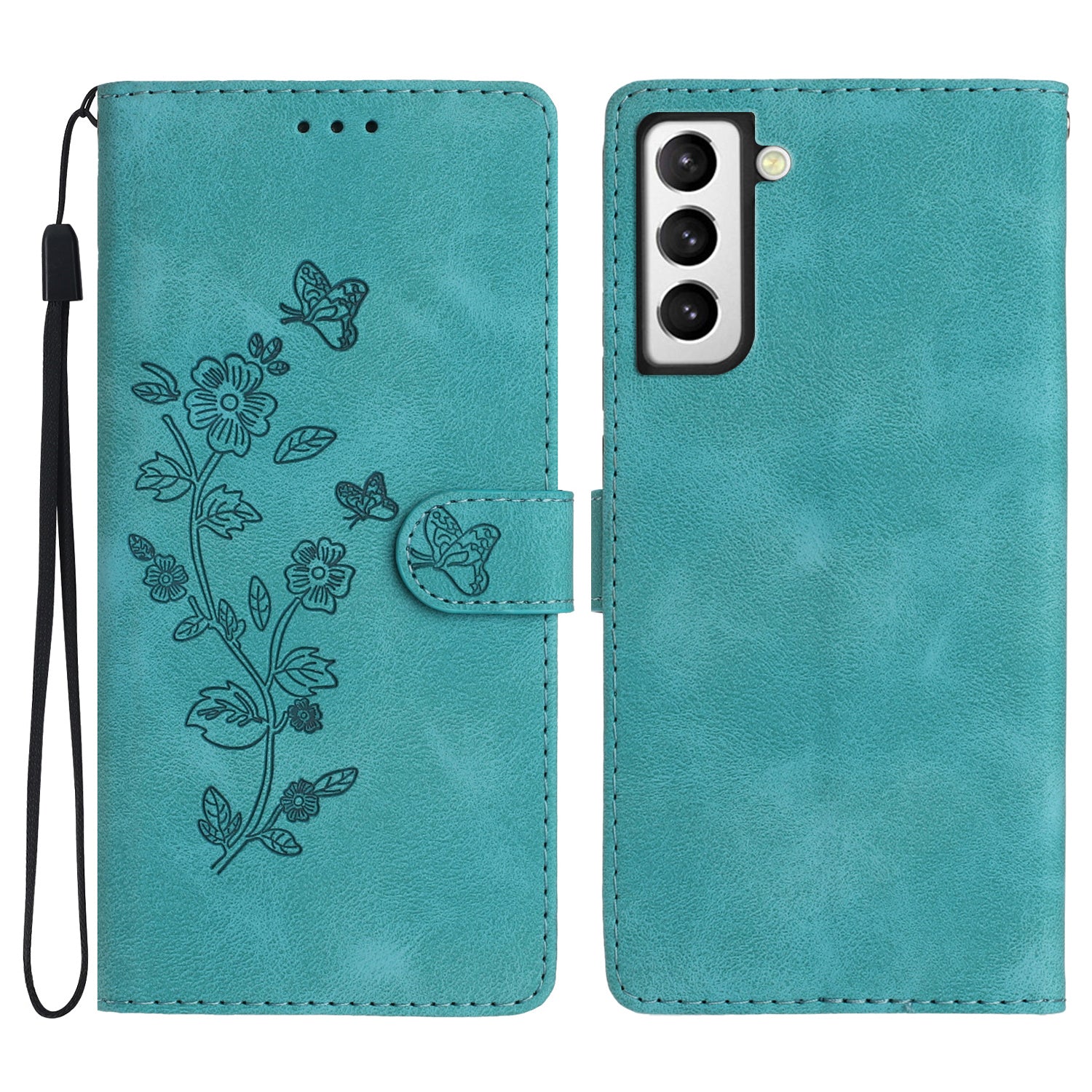 For Samsung Galaxy S21 5G PU Leather Wallet Case Stand Flower Imprint Smartphone Cover