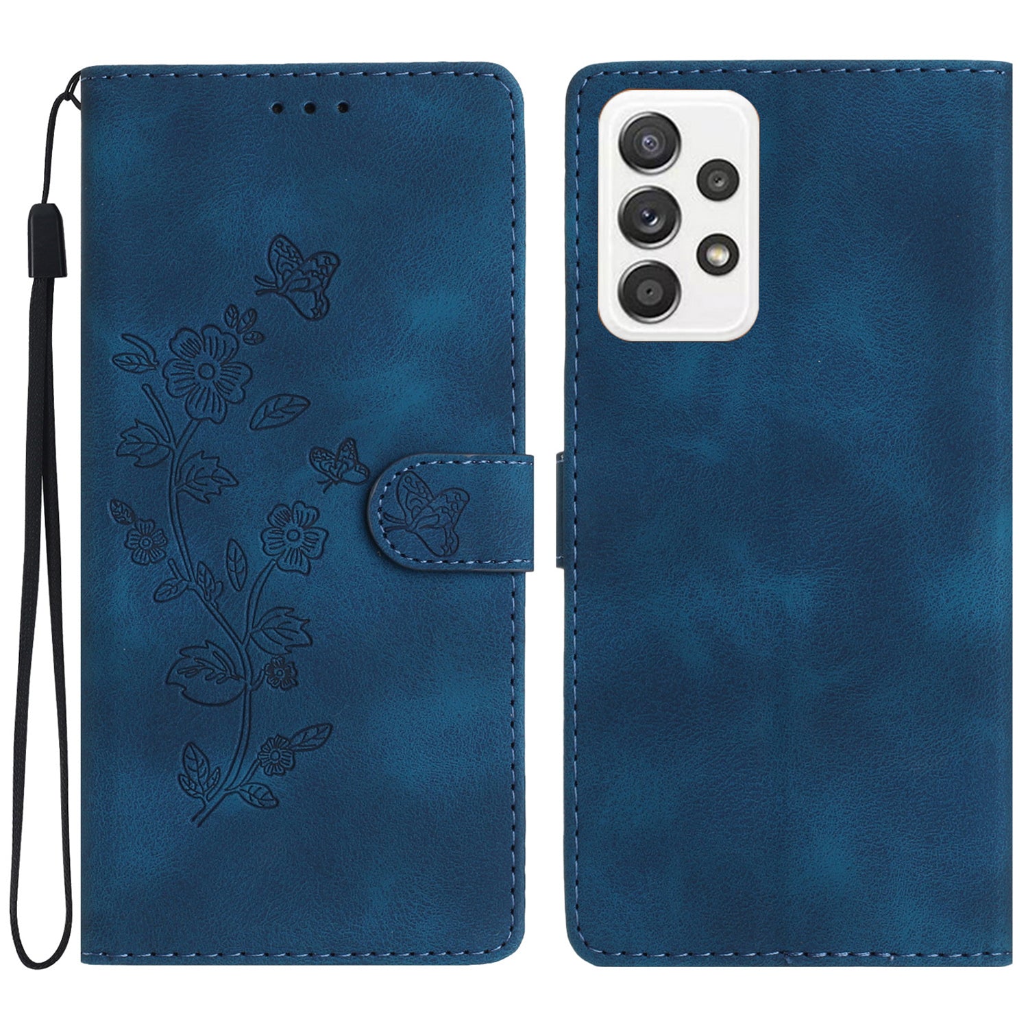 Til Samsung Galaxy A32 4G (EU-version) lædertelefoncover Flower Imprint Stand-etui med pung