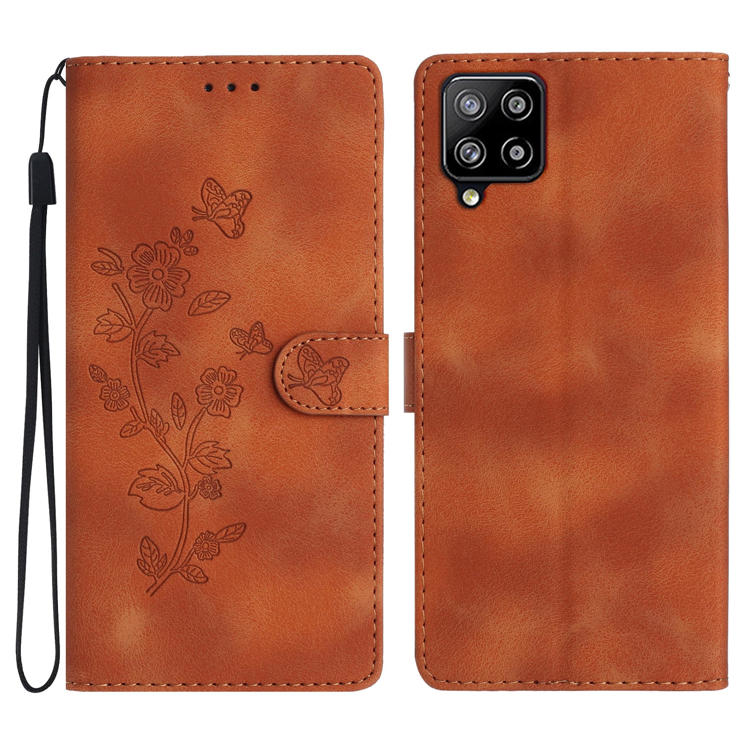 For Samsung Galaxy A42 5G Wallet Phone Case Flower Imprint Stand Anti-drop Cover