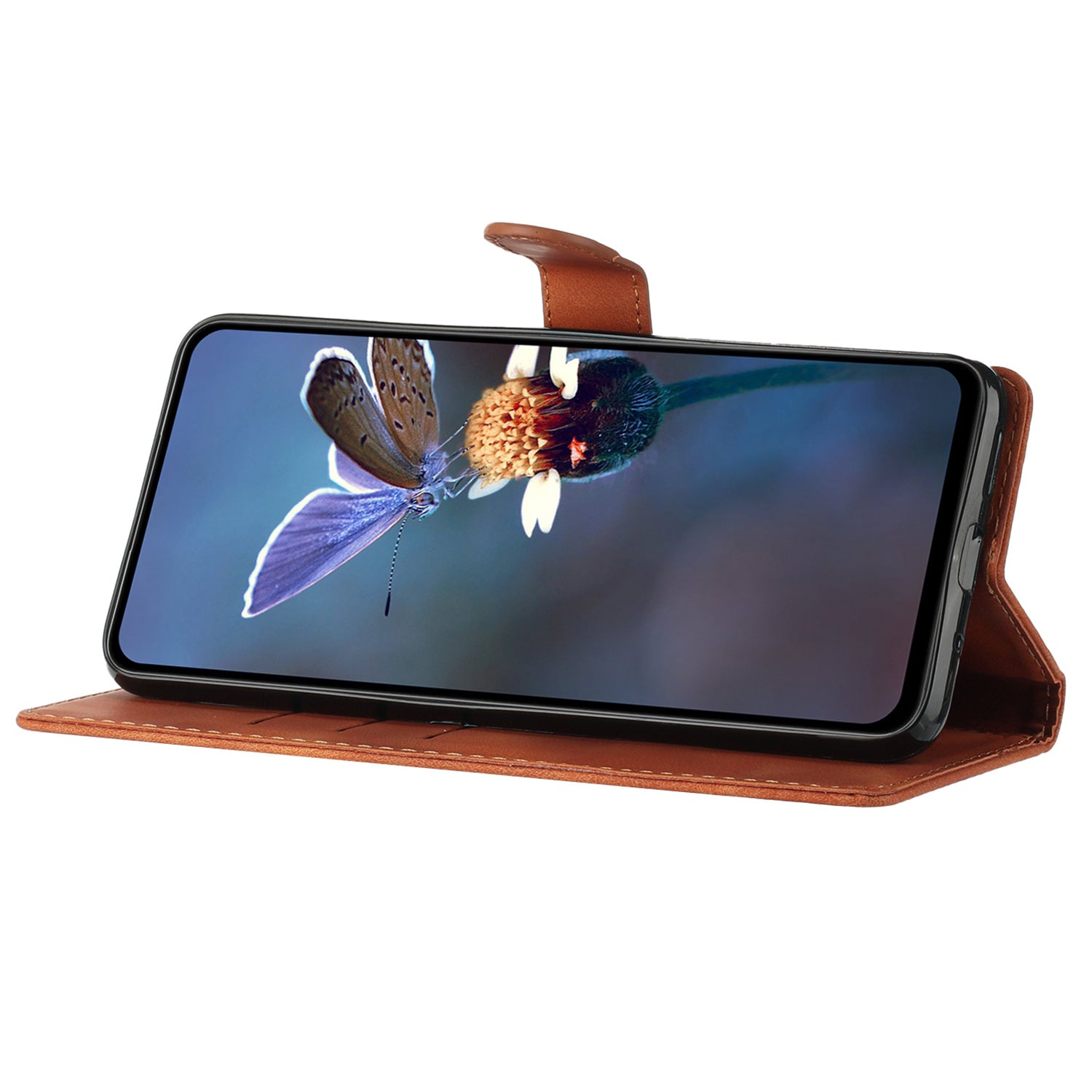 For Samsung Galaxy A42 5G Wallet Phone Case Flower Imprint Stand Anti-drop Cover