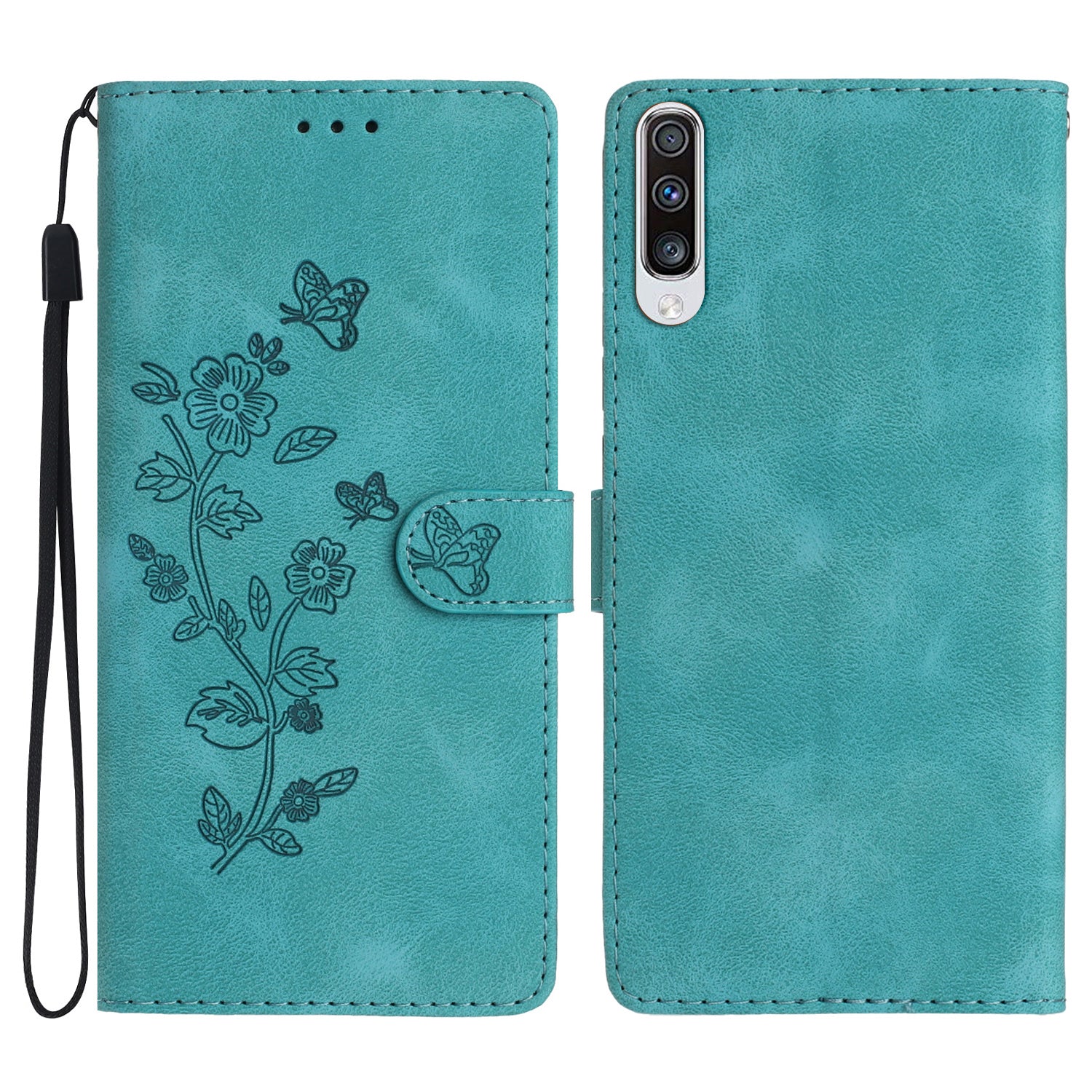 For Samsung Galaxy A50 / A50s / A30s Stand Wallet Case Flower Imprint PU Leather Phone Cover
