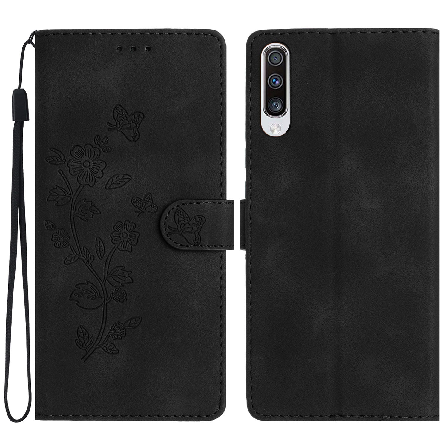 For Samsung Galaxy A50 / A50s / A30s Stand Wallet Case Flower Imprint PU Leather Phone Cover