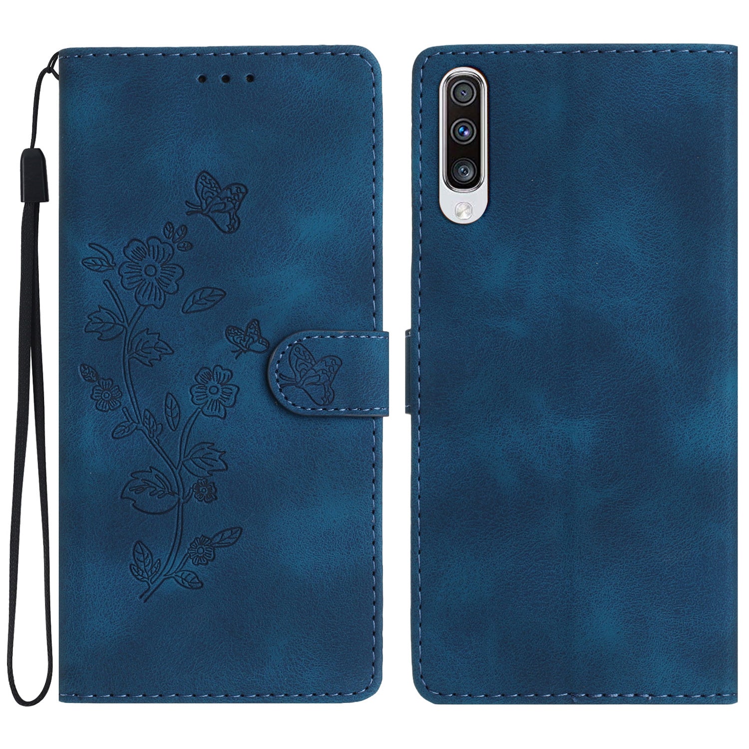 For Samsung Galaxy A50 / A50s / A30s Stand Wallet Case Flower Imprint PU Leather Phone Cover