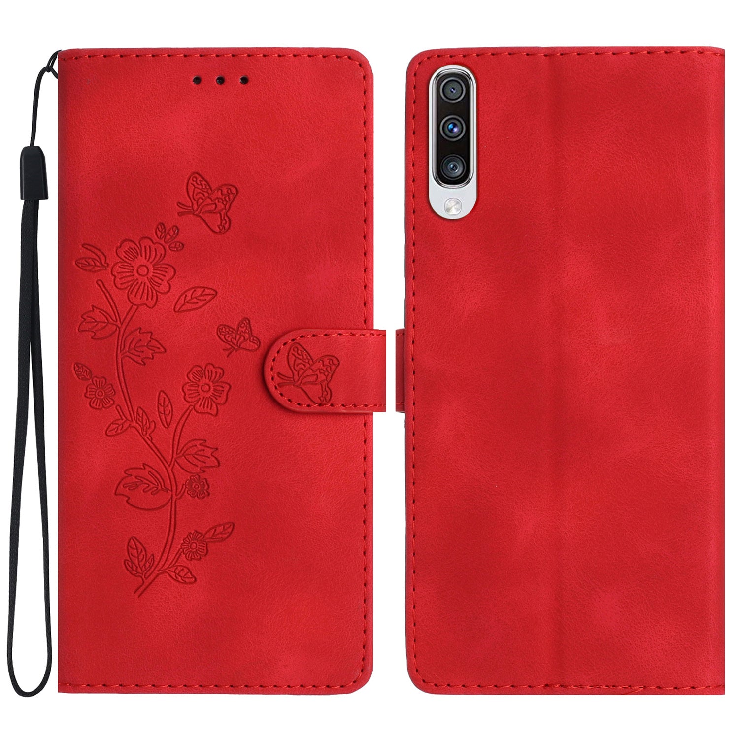 For Samsung Galaxy A50 / A50s / A30s Stand Wallet Case Flower Imprint PU Leather Phone Cover