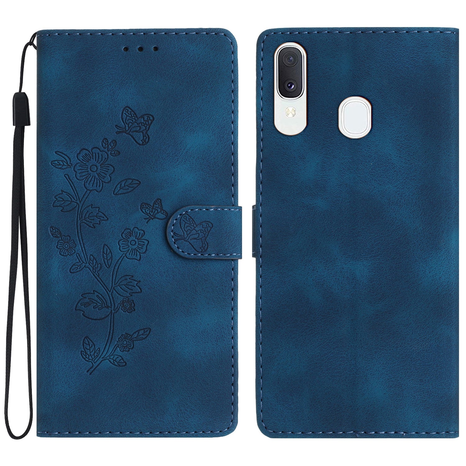 Flower Imprint Wallet Phone Case for Samsung Galaxy A40 PU Leather Stand Shockproof Cover