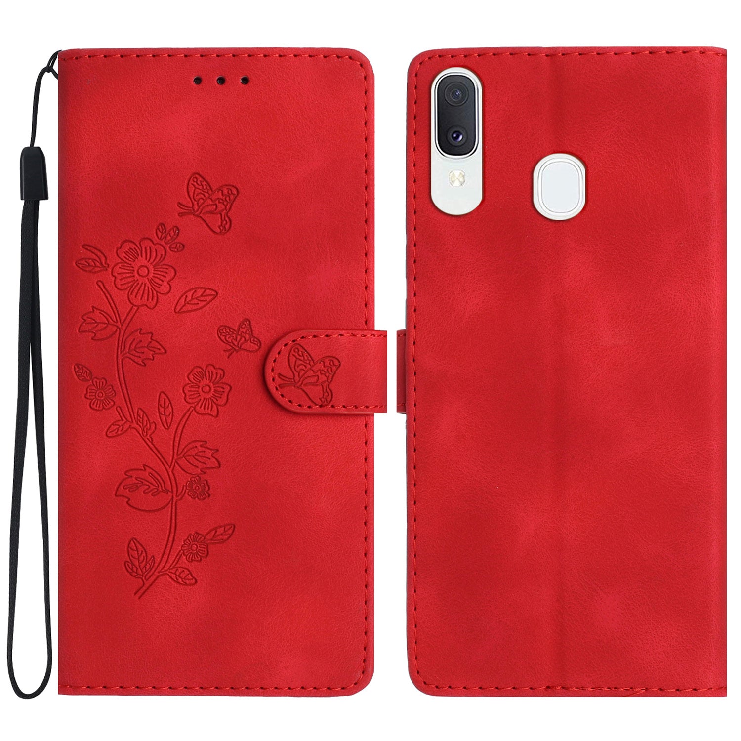 Flower Imprint Wallet Phone Case for Samsung Galaxy A40 PU Leather Stand Shockproof Cover