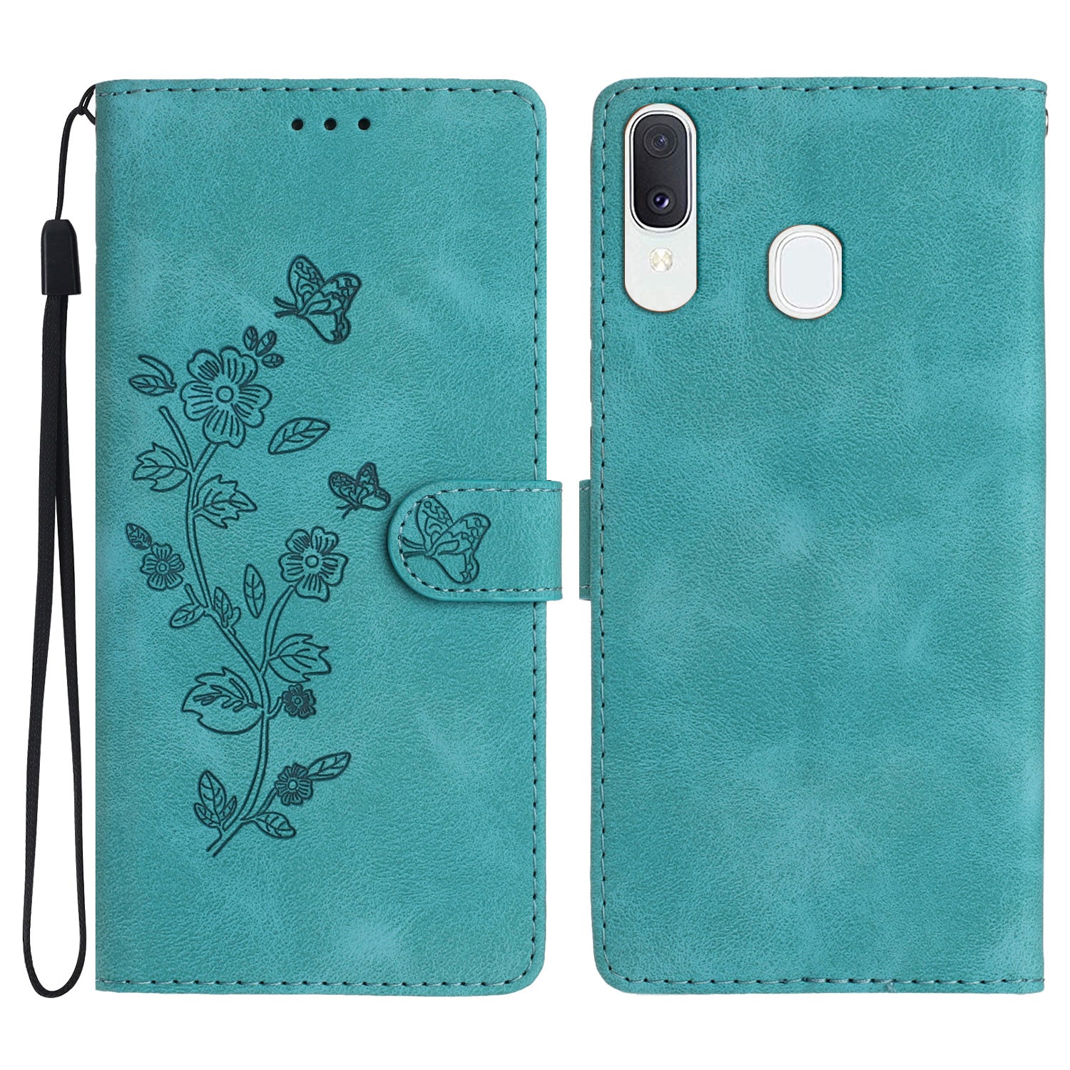 Flower Imprint Wallet Phone Case for Samsung Galaxy A40 PU Leather Stand Shockproof Cover