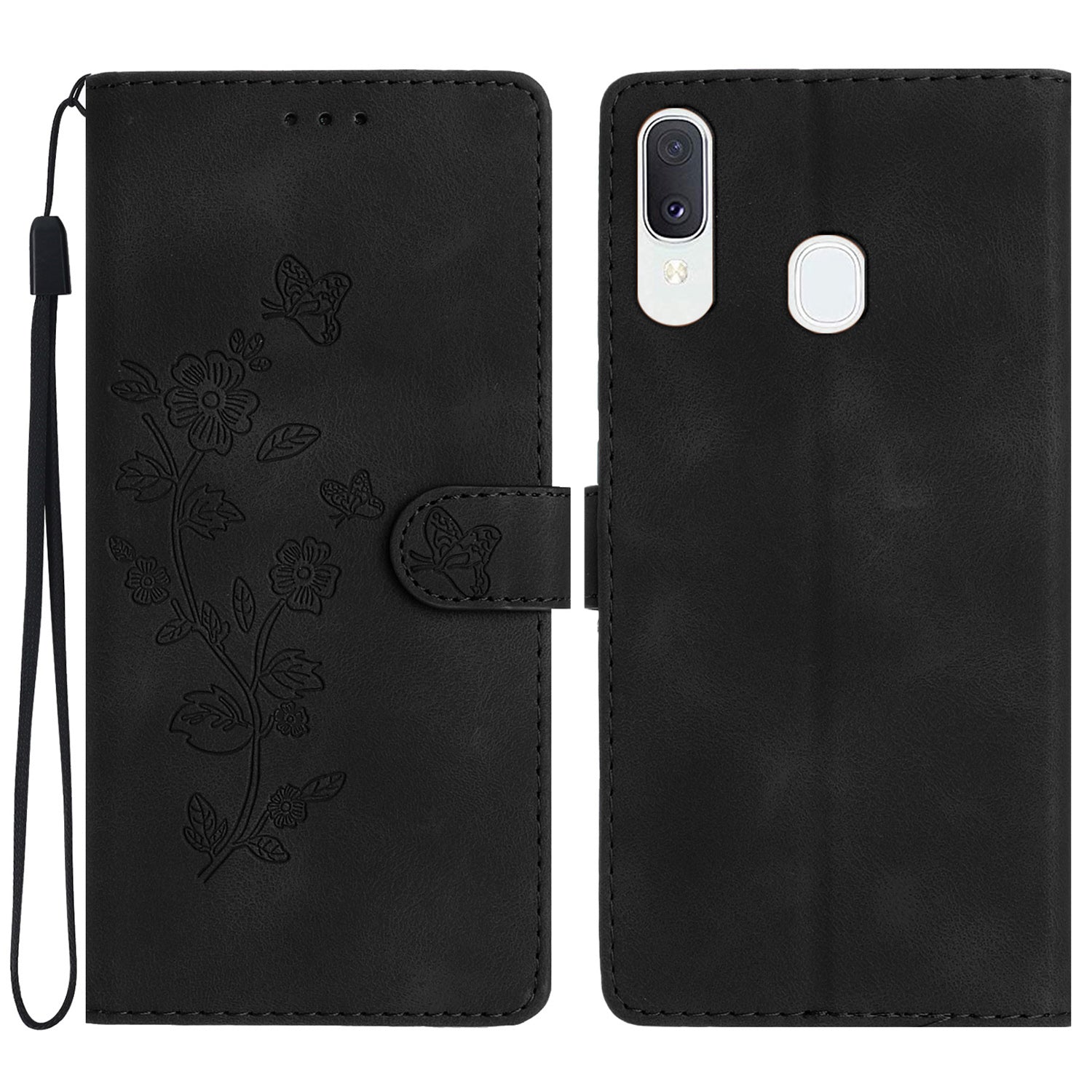 Flower Imprint Wallet Phone Case for Samsung Galaxy A40 PU Leather Stand Shockproof Cover