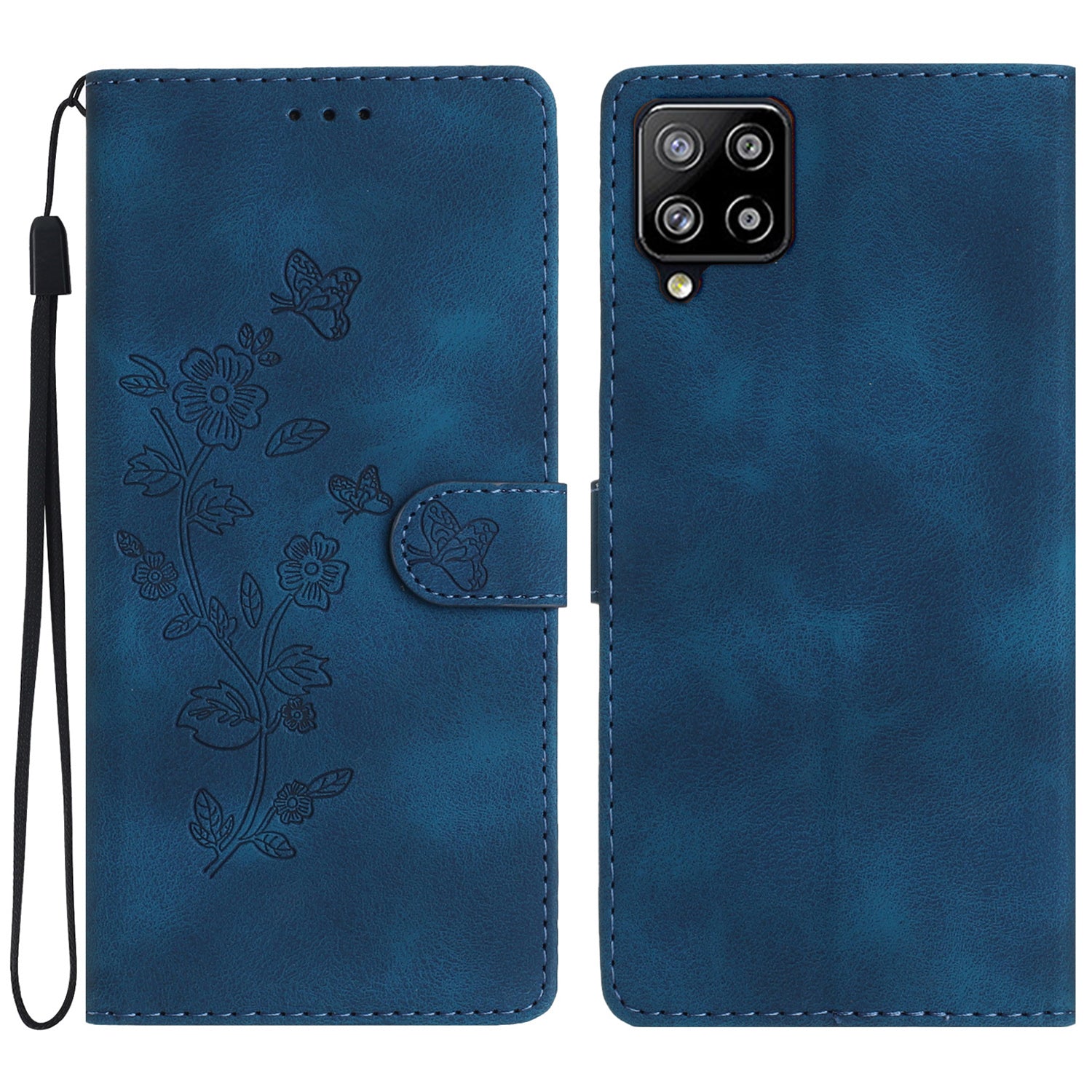 For Samsung Galaxy A22 4G (EU Version) Phone Leather Case Flower Imprint Cover with Wallet Stand