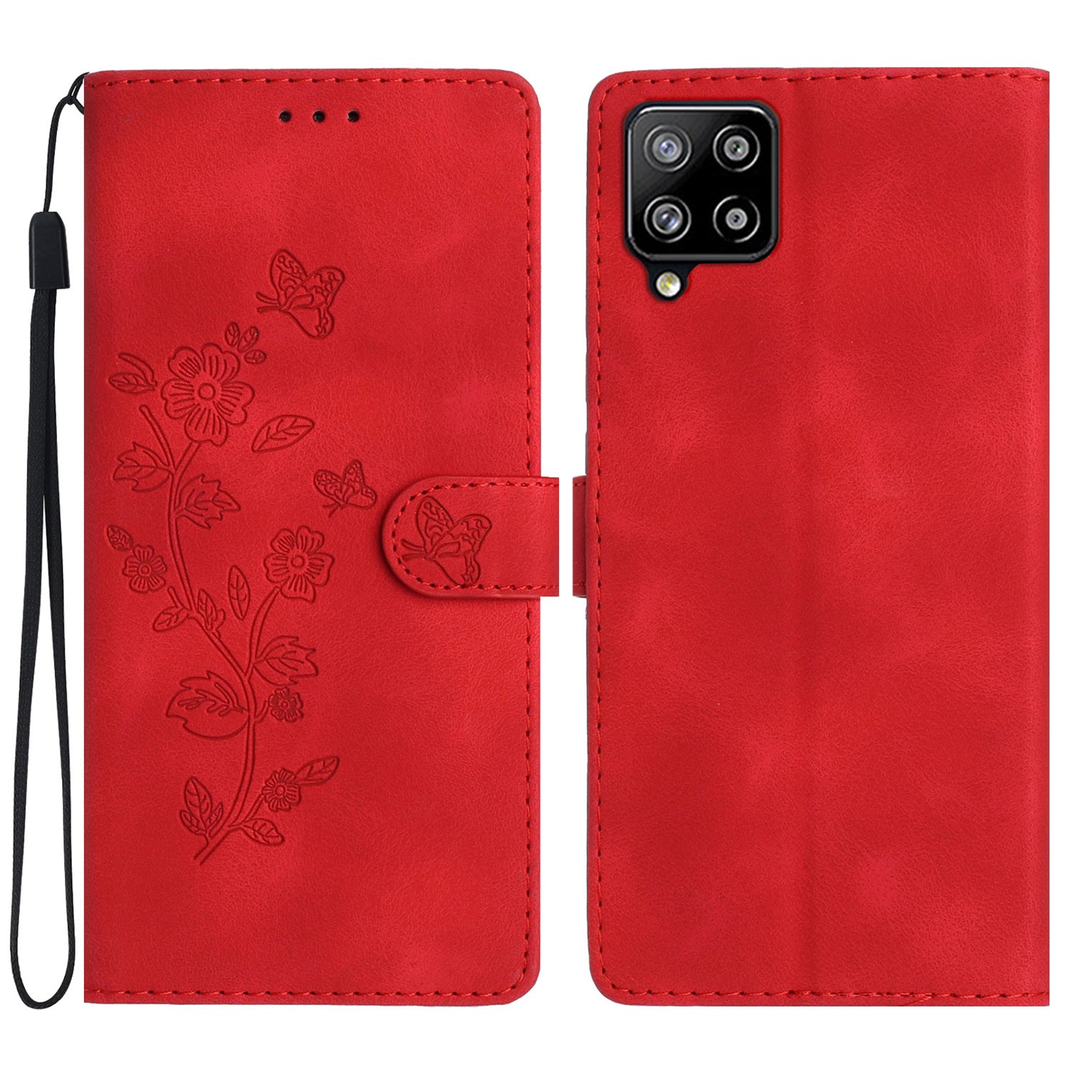 For Samsung Galaxy A22 4G (EU Version) Phone Leather Case Flower Imprint Cover with Wallet Stand