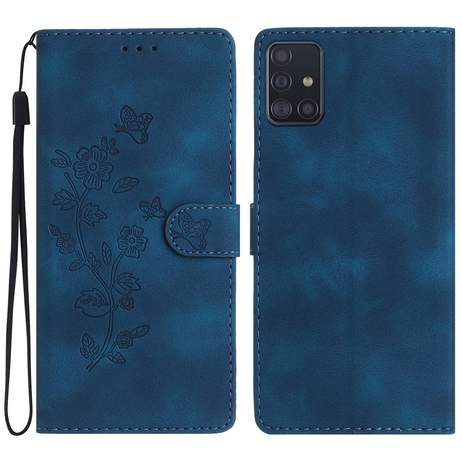 For Samsung Galaxy A51 4G SM-A515 Flower Imprint Phone Case Wallet Stand Leather Phone Cover