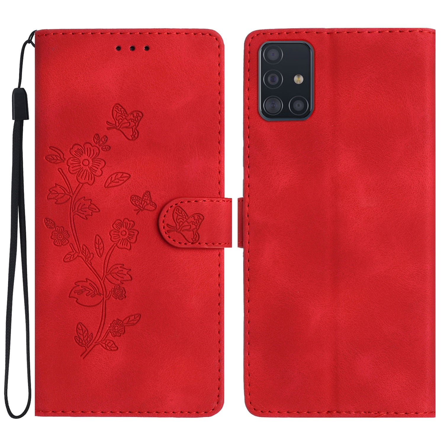 For Samsung Galaxy A51 4G SM-A515 Flower Imprint Phone Case Wallet Stand Leather Phone Cover