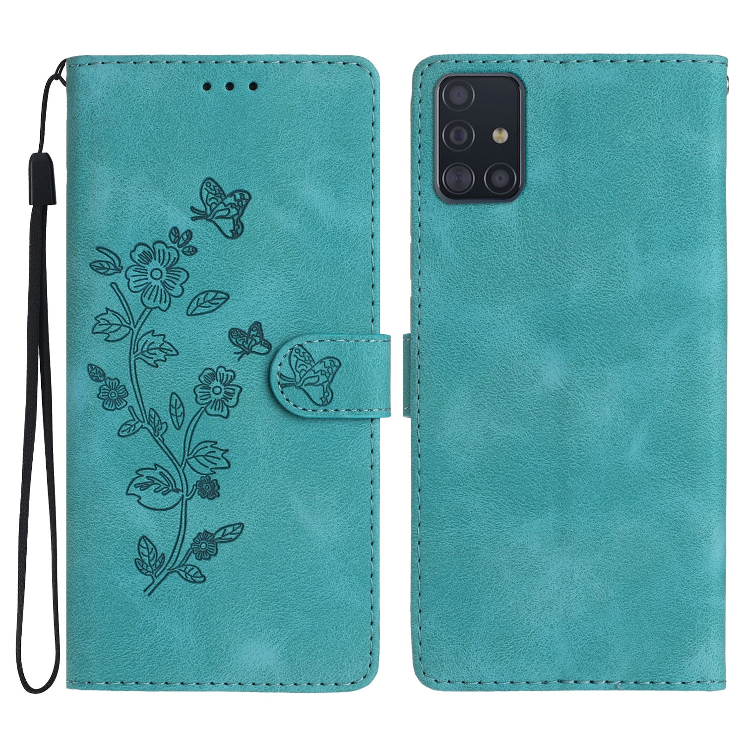 For Samsung Galaxy A51 4G SM-A515 Flower Imprint Phone Case Wallet Stand Leather Phone Cover