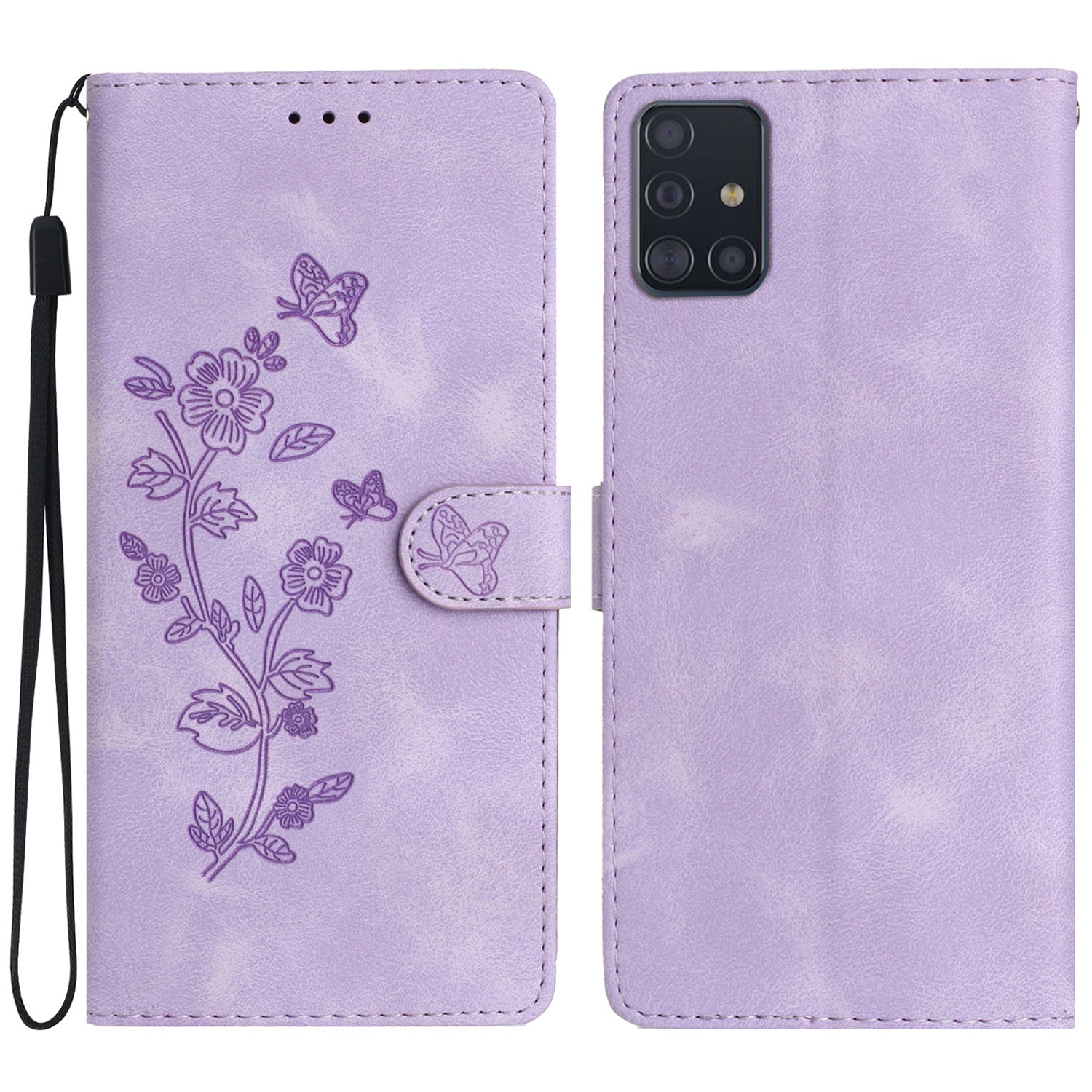 For Samsung Galaxy A51 4G SM-A515 Flower Imprint Phone Case Wallet Stand Leather Phone Cover