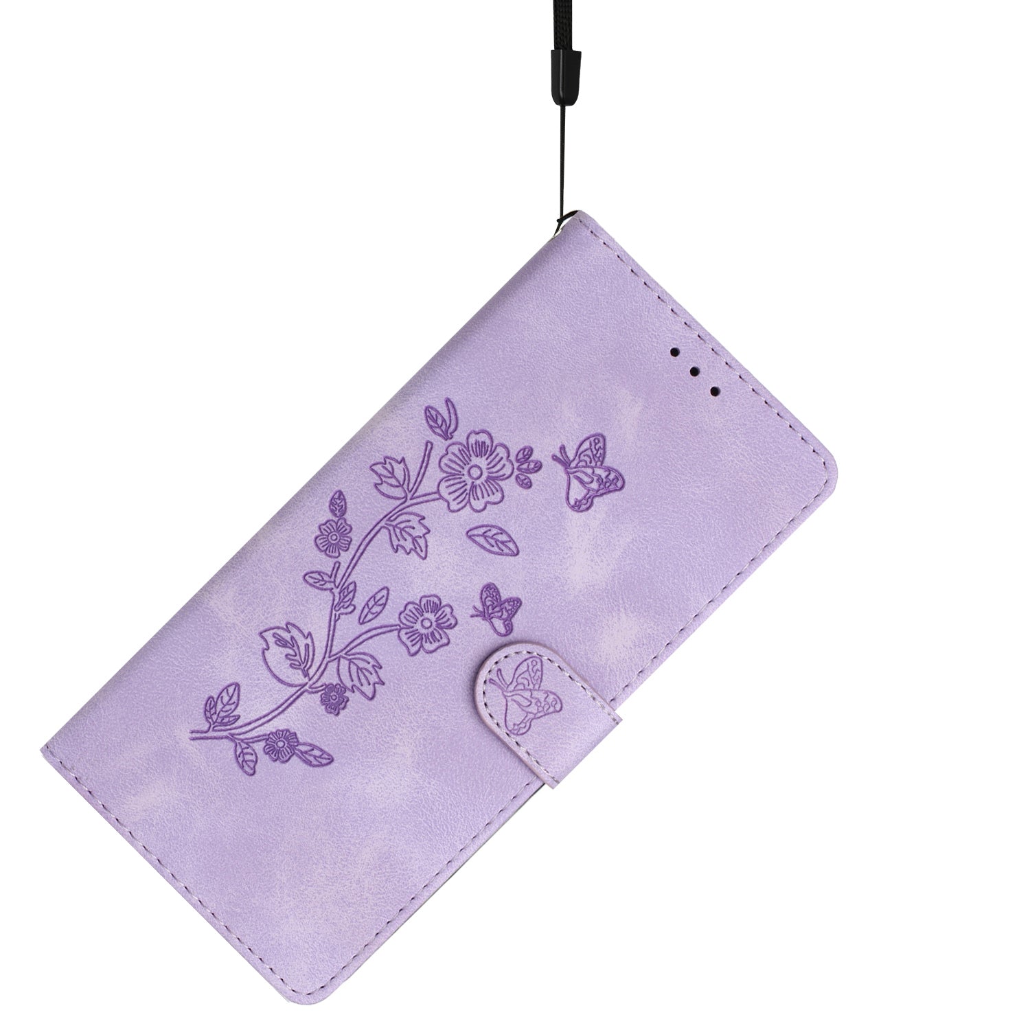 For Samsung Galaxy A41 (Global Version) Phone Stand Case Flower Imprint PU Leather Wallet Cover