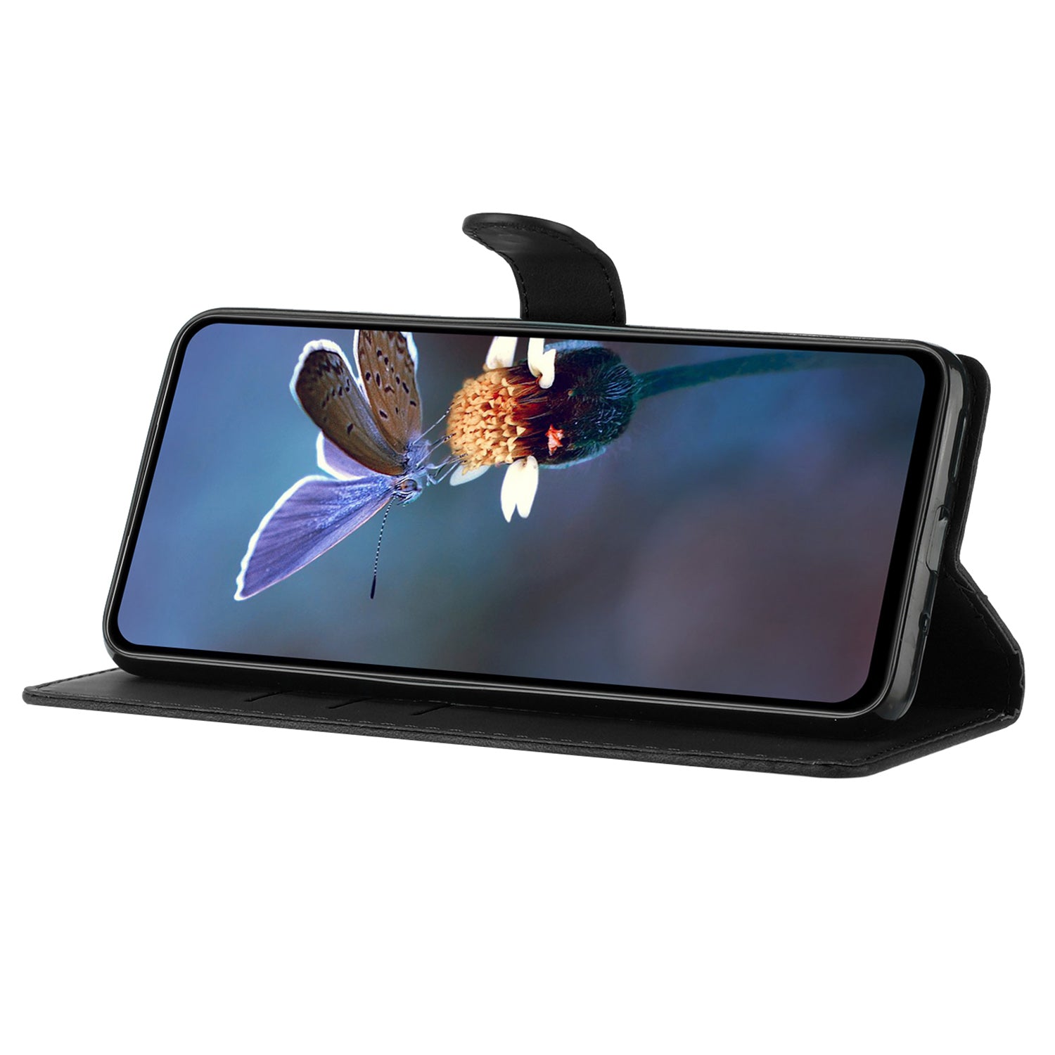 For Samsung Galaxy A41 (Global Version) Phone Stand Case Flower Imprint PU Leather Wallet Cover