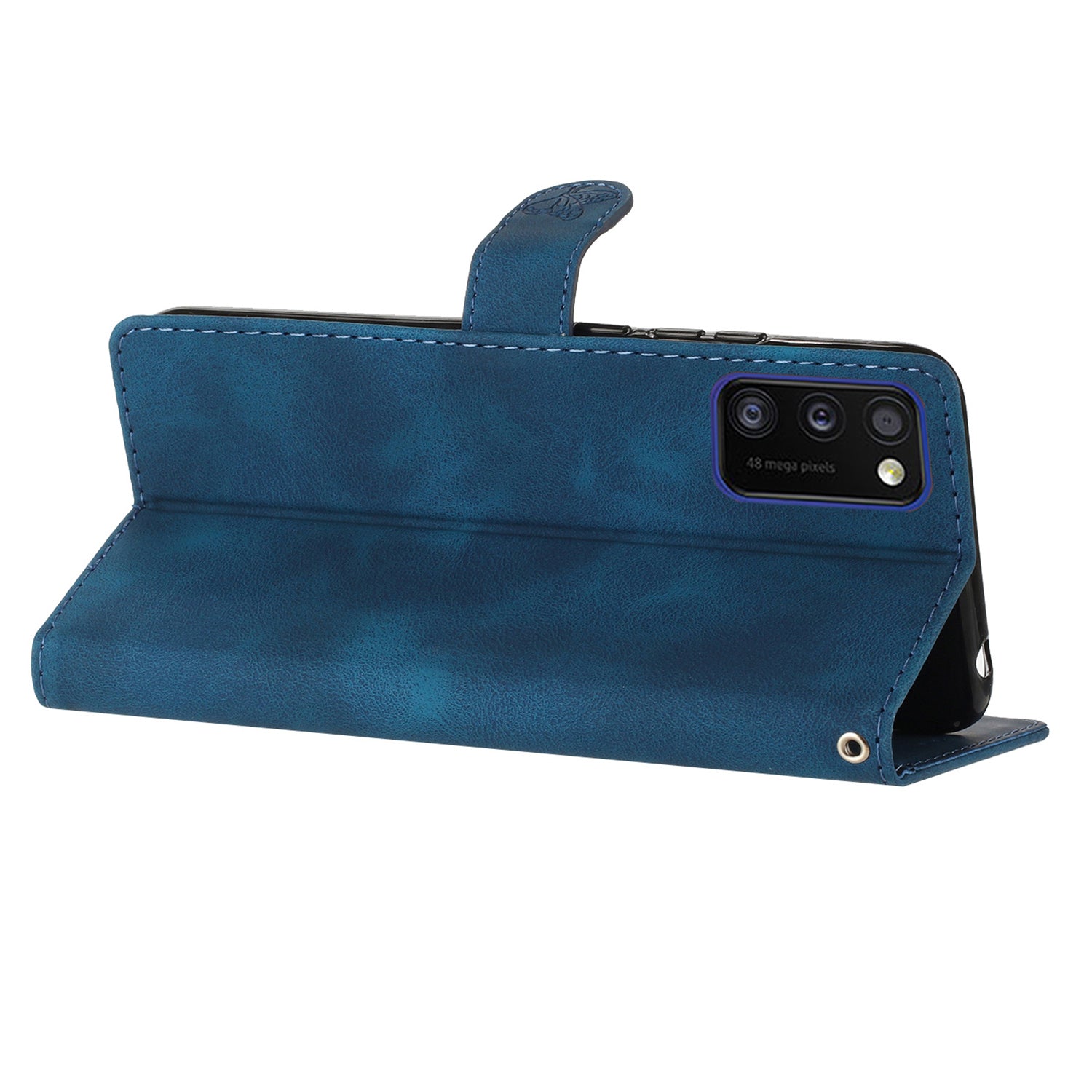 For Samsung Galaxy A41 (Global Version) Phone Stand Case Flower Imprint PU Leather Wallet Cover