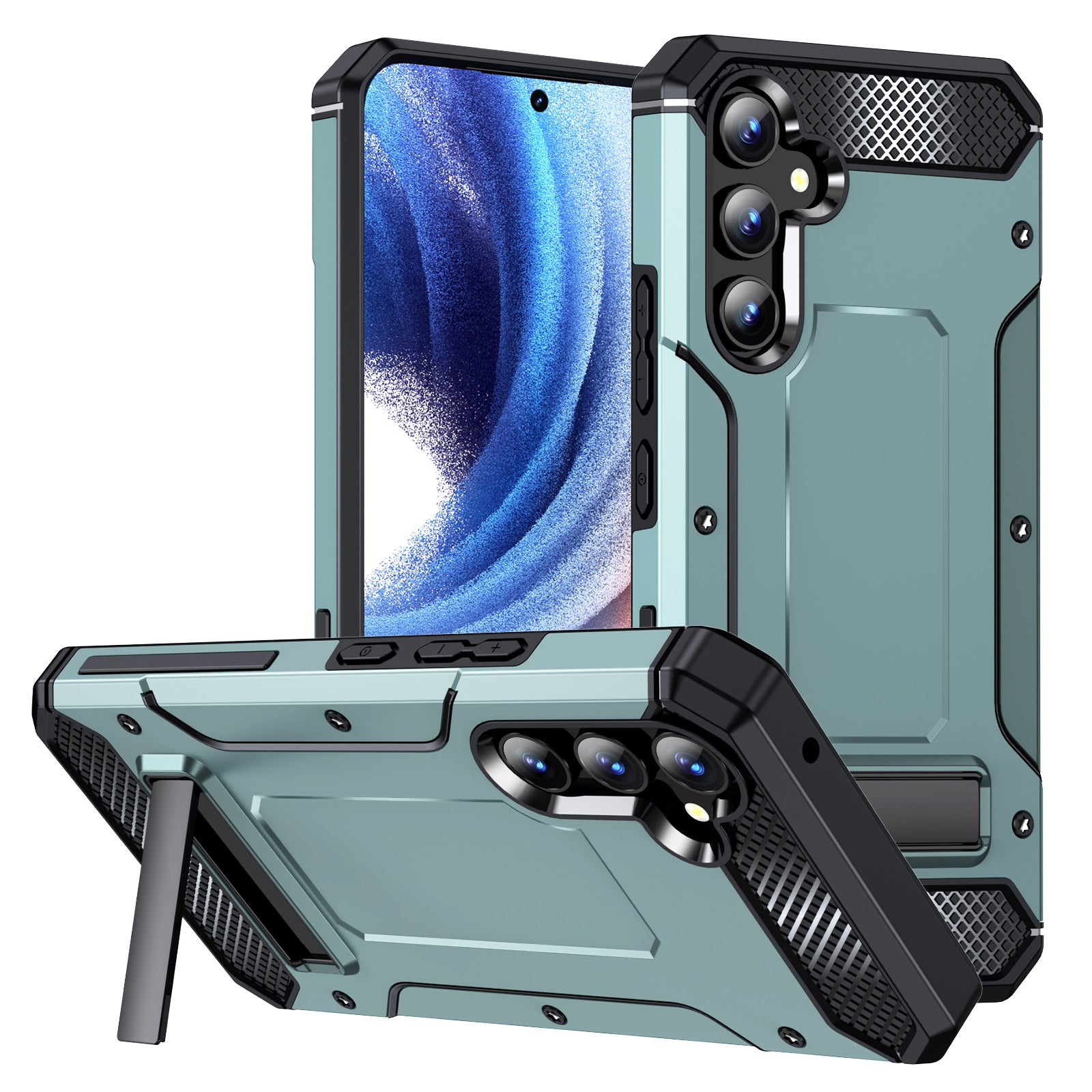 Pro Samsung Galaxy A54 5G nárazuvzdorné pouzdro pevného PC TPU proti pádu s kovovým stojánkem