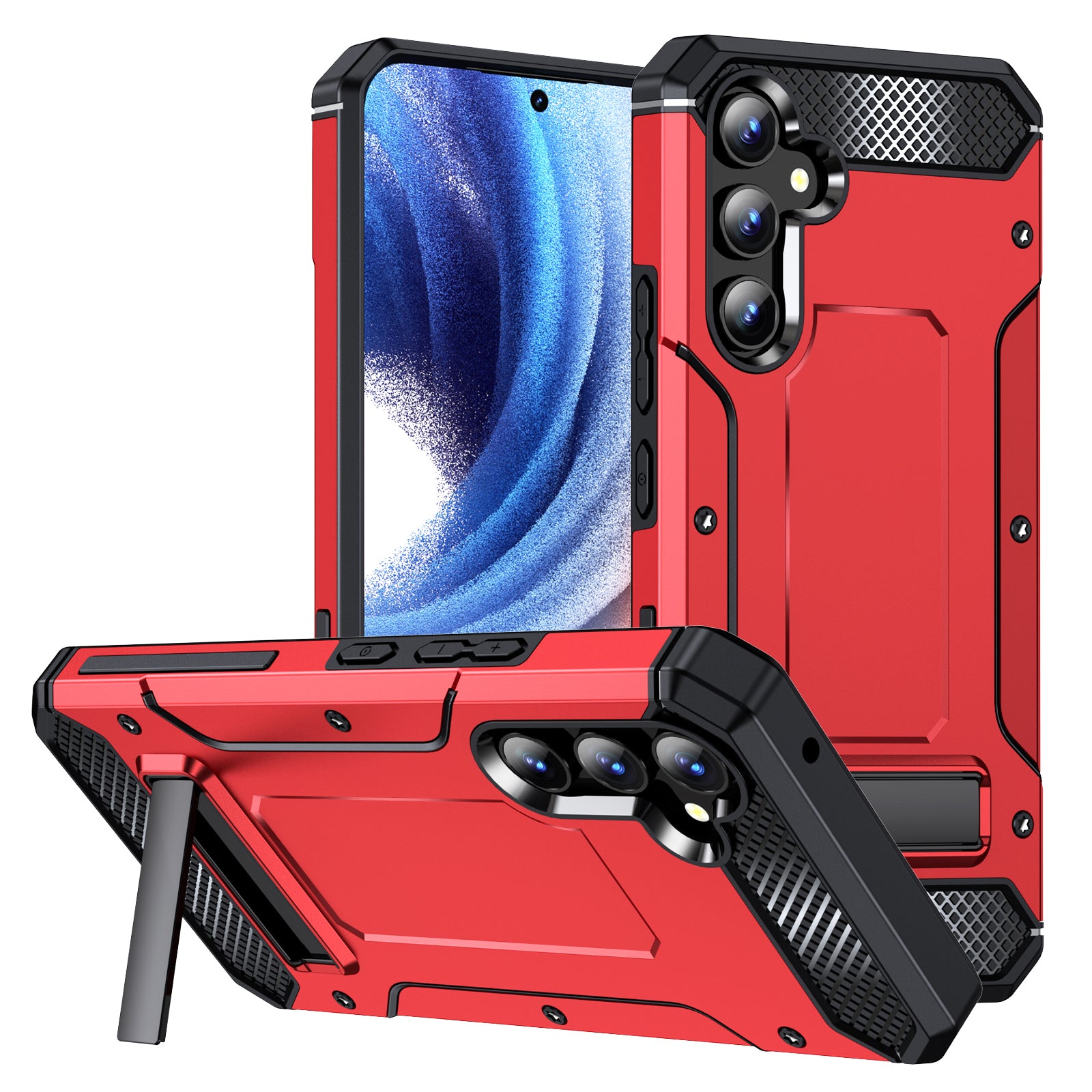 For Samsung Galaxy A54 5G Shockproof Case Anti-Drop Hard PC TPU Phone Shell with Metal Kickstand