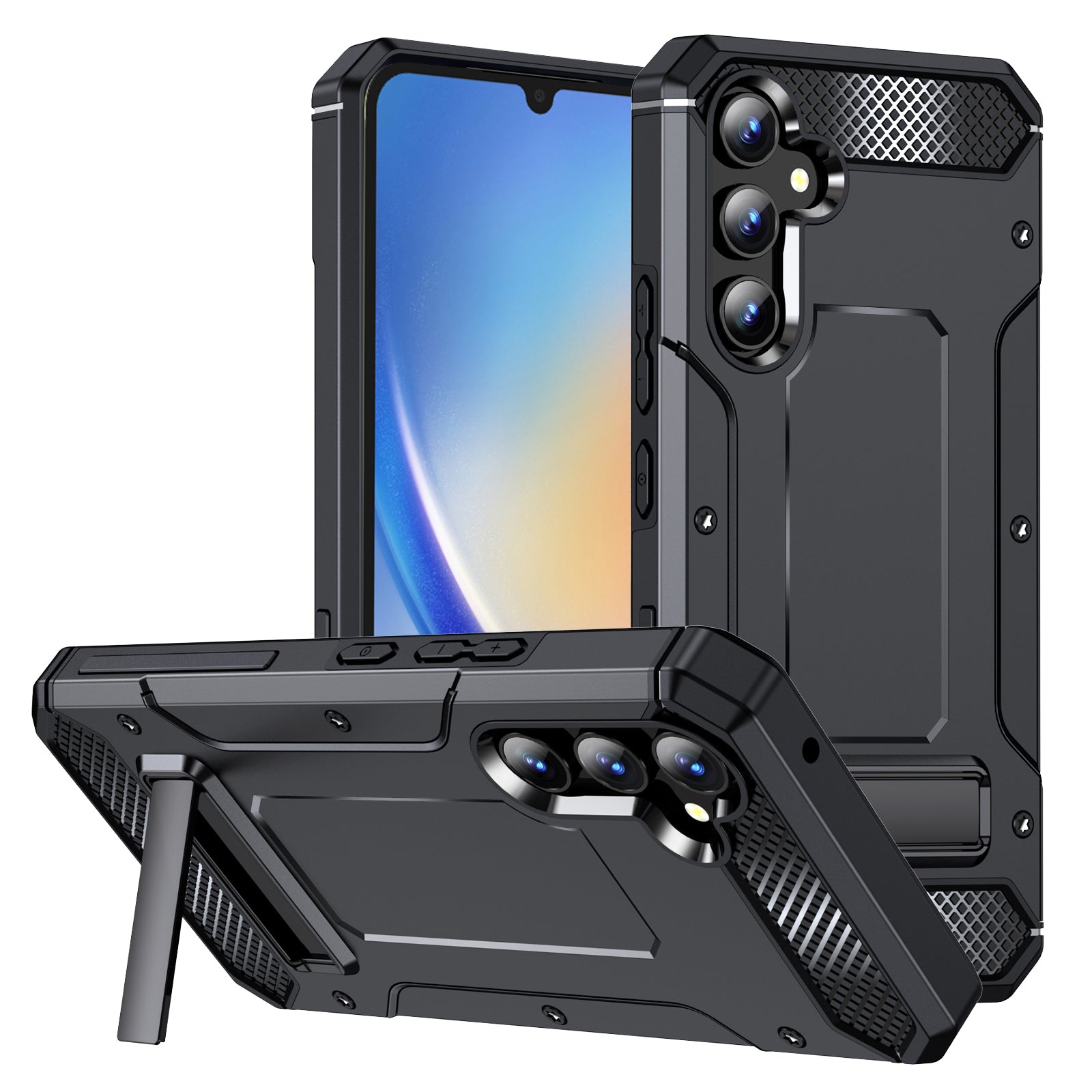 Shockproof Case for Samsung Galaxy A34 5G Anti-Scratch Hard PC TPU Phone Cover with Metal Kickstand