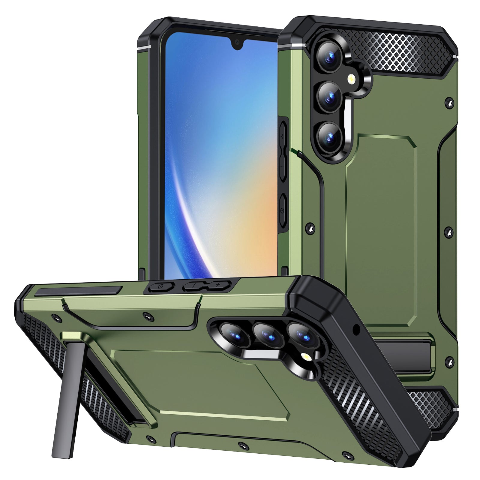 Shockproof Case for Samsung Galaxy A34 5G Anti-Scratch Hard PC TPU Phone Cover with Metal Kickstand
