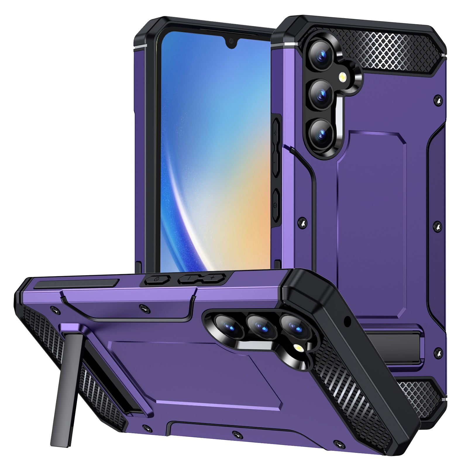 Shockproof Case for Samsung Galaxy A34 5G Anti-Scratch Hard PC TPU Phone Cover with Metal Kickstand