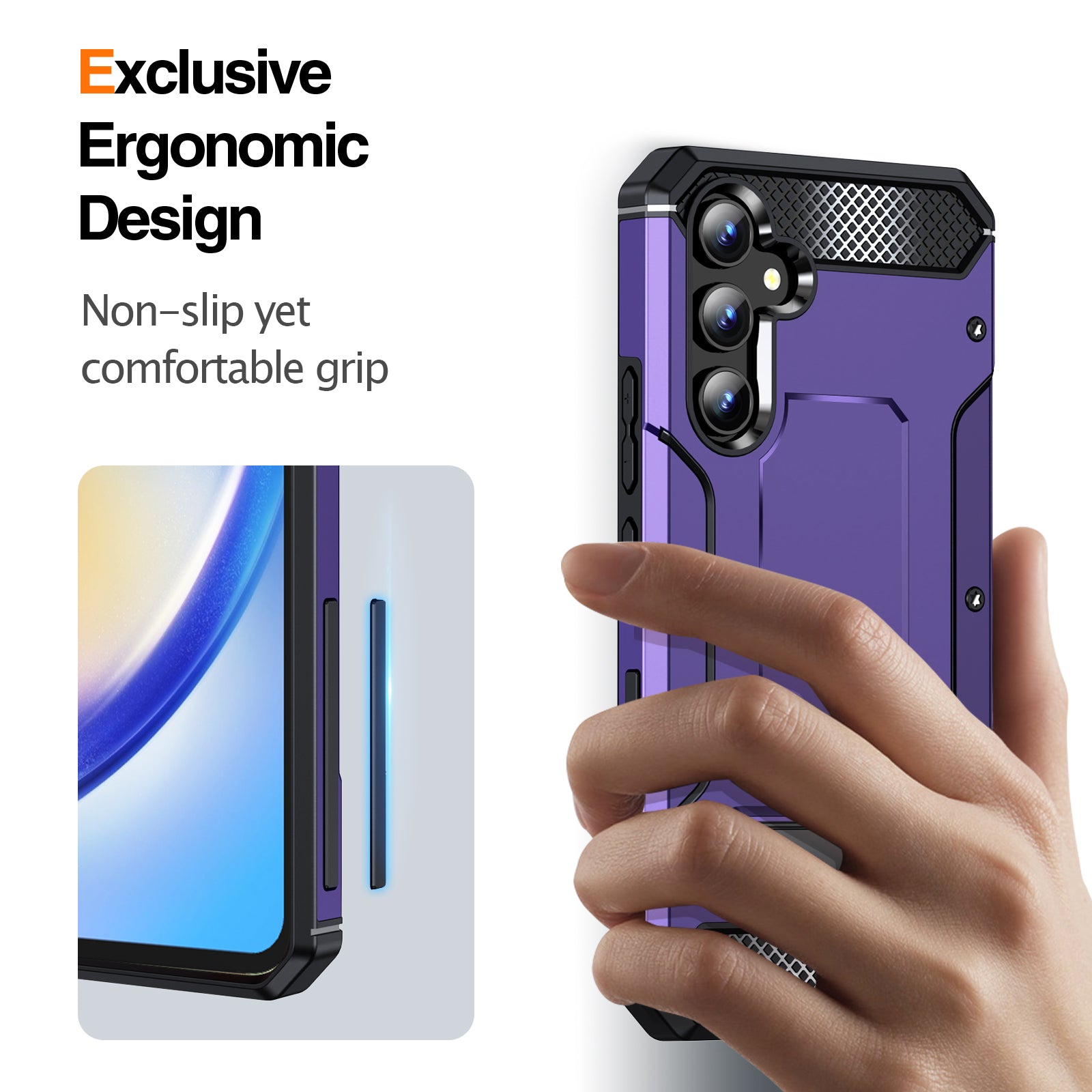 Shockproof Case for Samsung Galaxy A34 5G Anti-Scratch Hard PC TPU Phone Cover with Metal Kickstand