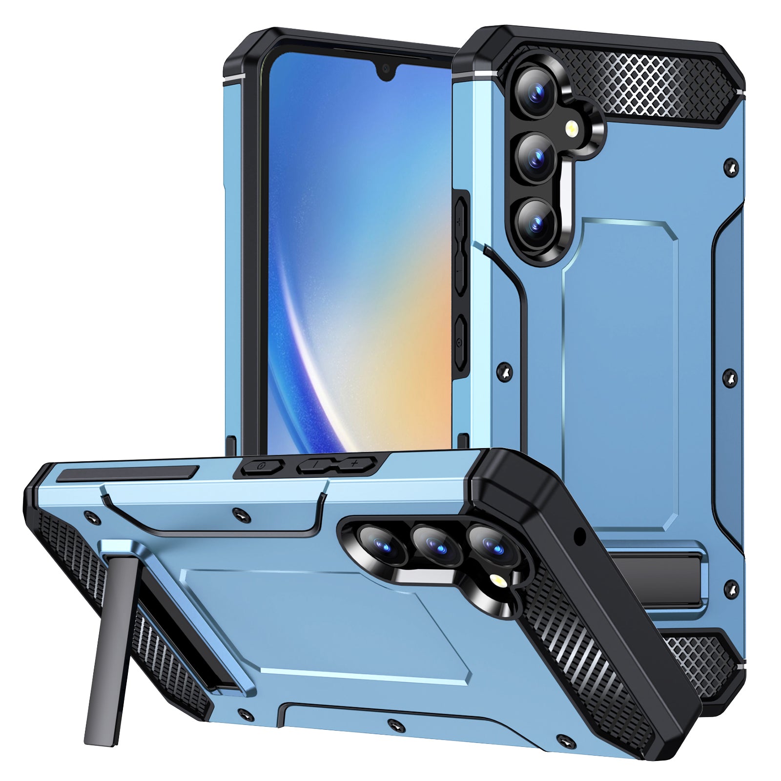 Shockproof Case for Samsung Galaxy A34 5G Anti-Scratch Hard PC TPU Phone Cover with Metal Kickstand