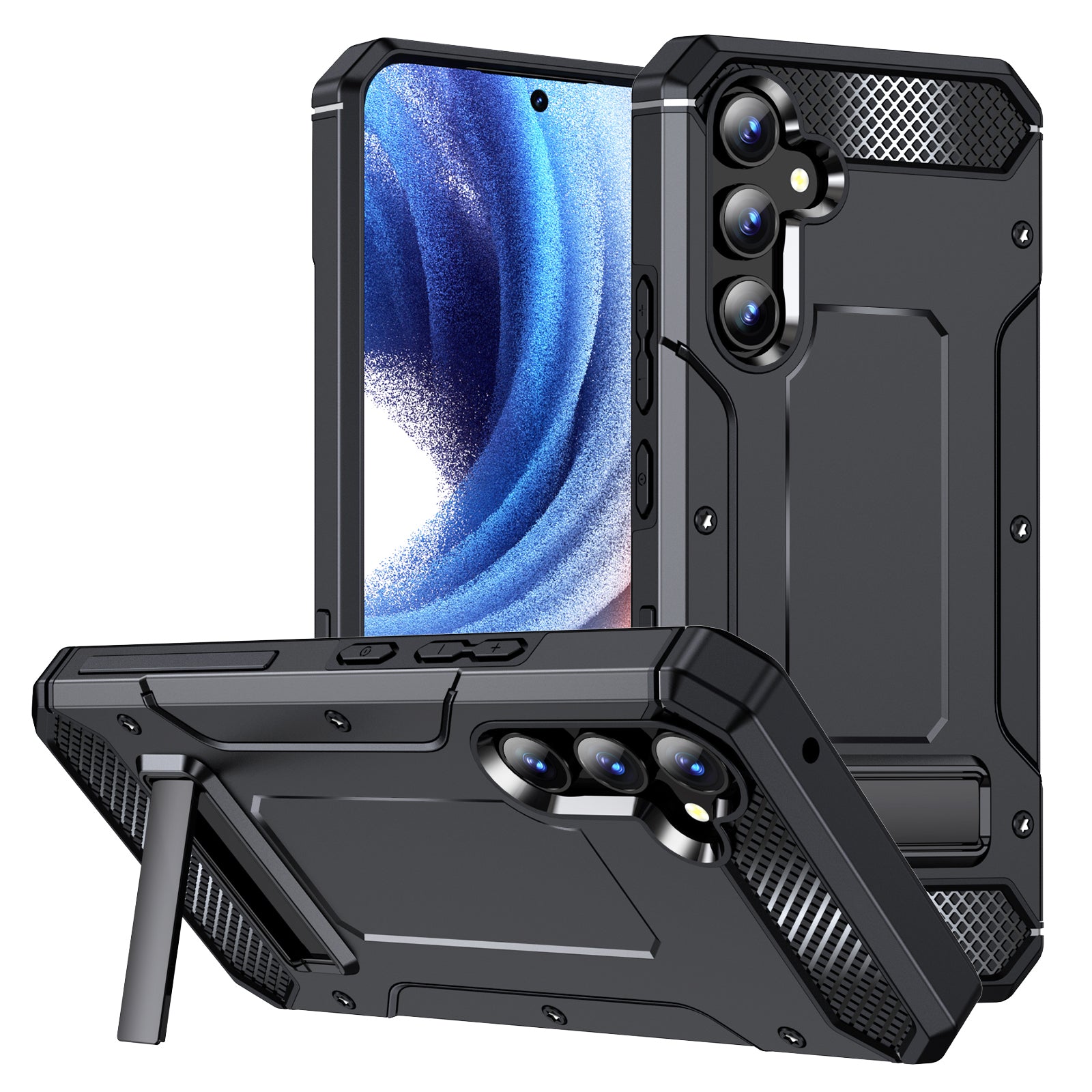 For Samsung Galaxy A14 5G / A14 4G Metal Kickstand Case Anti-Drop Phone Protector Hard PC TPU Phone Shell